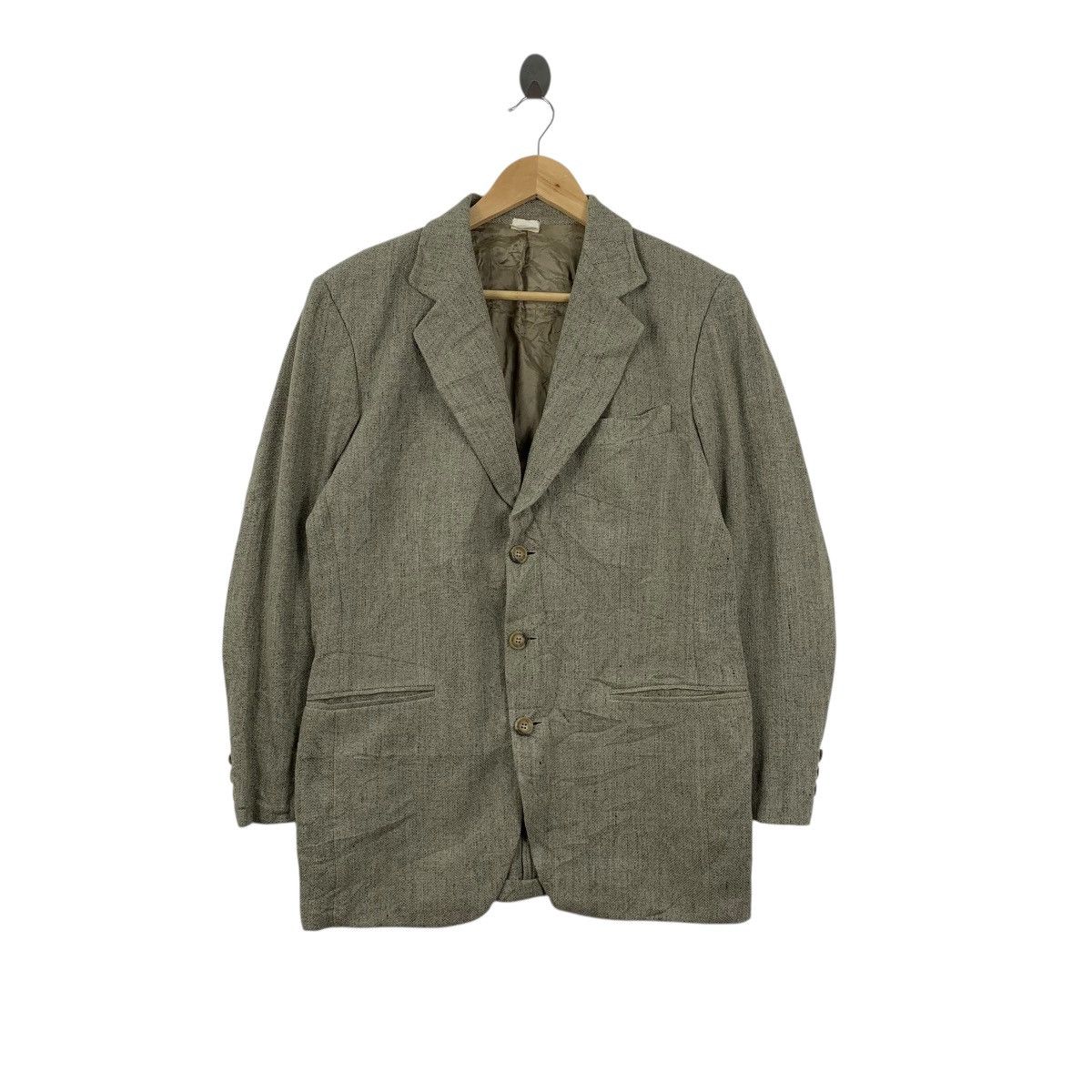 Adolfo Dominguez Vintage ADOLFO DOMINGUEZ Silk Linen Blazer Coat Peacoat Size 46L - 1 Thumbnail