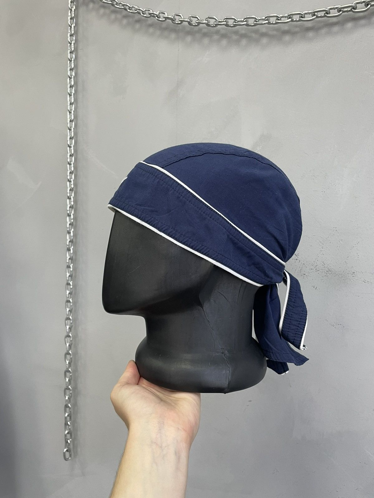 Nike Blue Y2K bandana hat Cap Swoosh Logo Embroidered