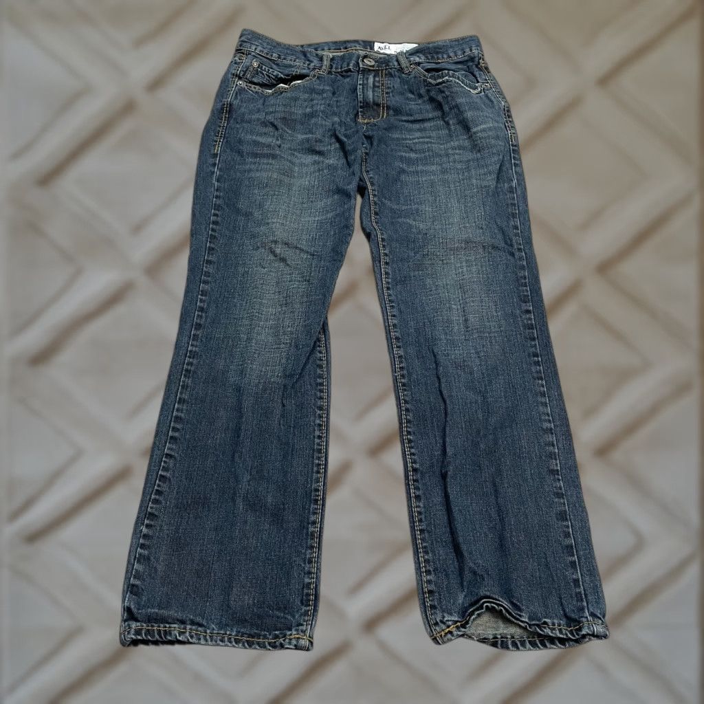 Denime Axel Jeans Denim Blue Dark Wash Mid Rise 32x30 Cotton Regular Womens Straight 5-Pocket Design Classic City USA (Mens) Size 24" / US 00 / IT 34 - 1 Thumbnail