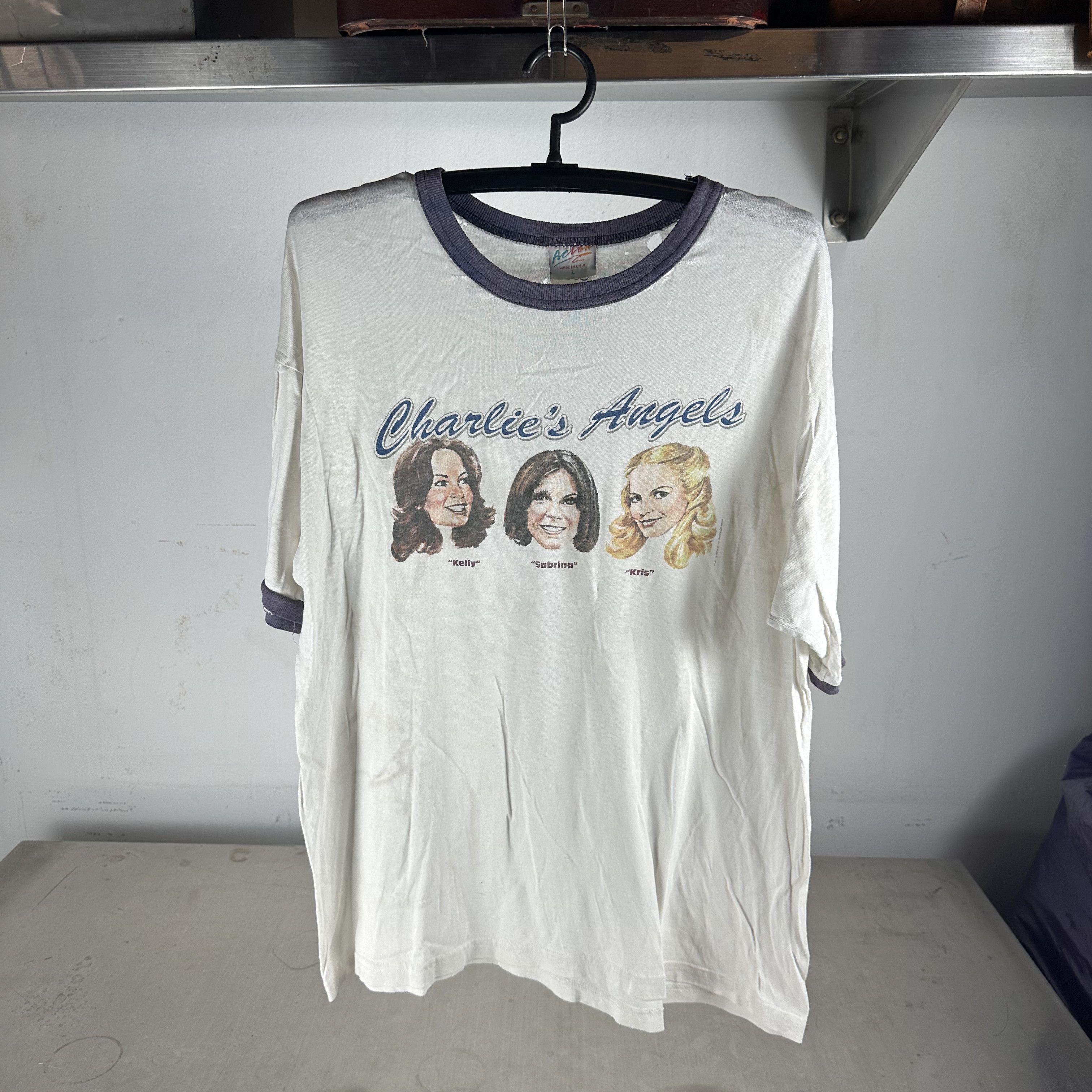 Vintage 1995 Charlie's Angels Movie Distressed Ringer T-Shirt Size US XL / EU 56 / 4 - 1 Thumbnail