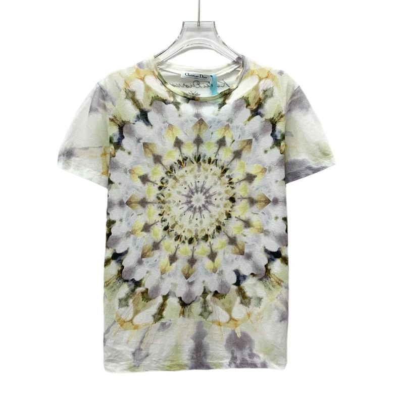 Dior Dior White kaleidoscope printed cotton round-neck short-sl Size M / US 6-8 / IT 42-44 - 1 Thumbnail