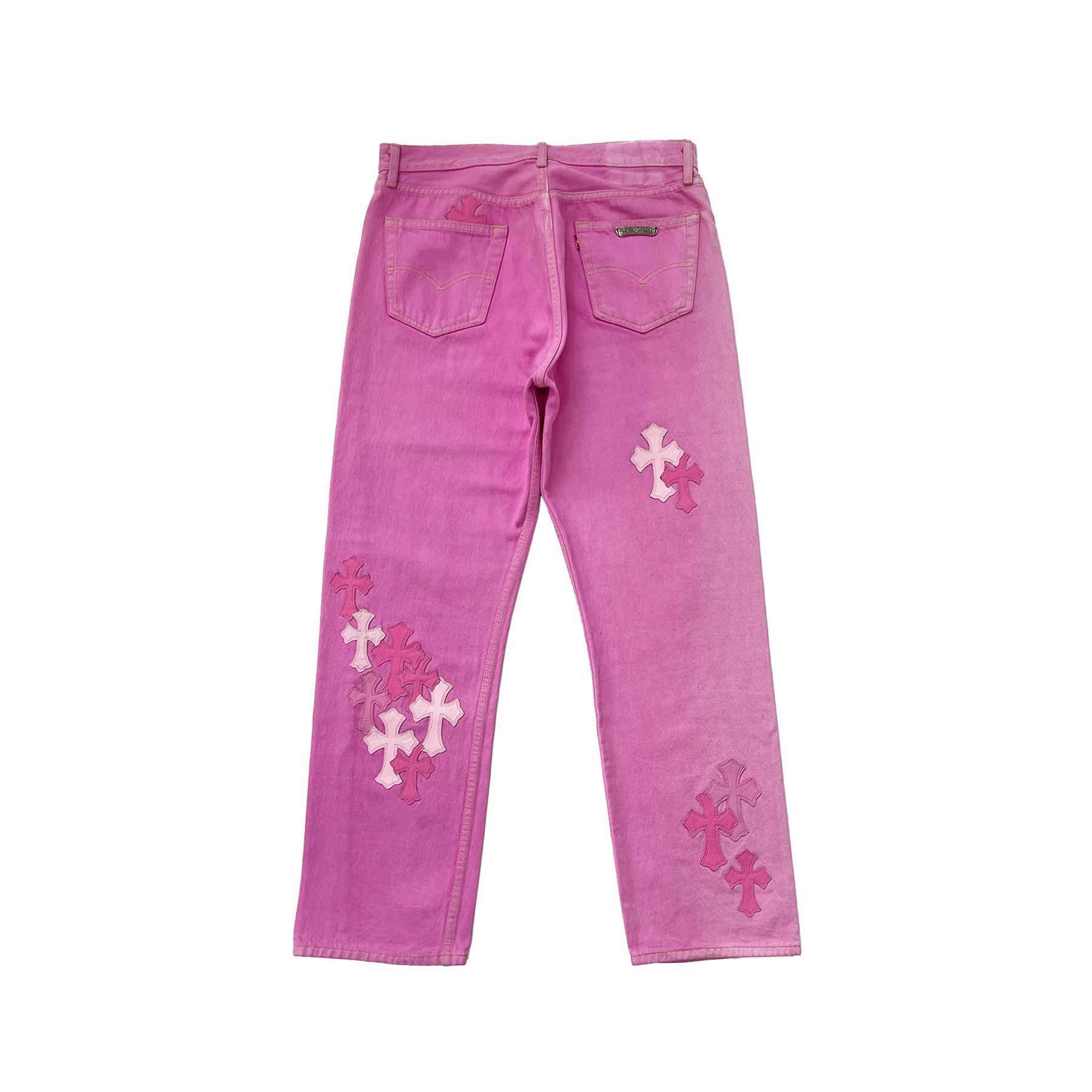 Chrome Hearts Chrome Hearts Levi's 501 Sex Records Pink Cross Patch Jeans Size 33" - 2 Thumbnail