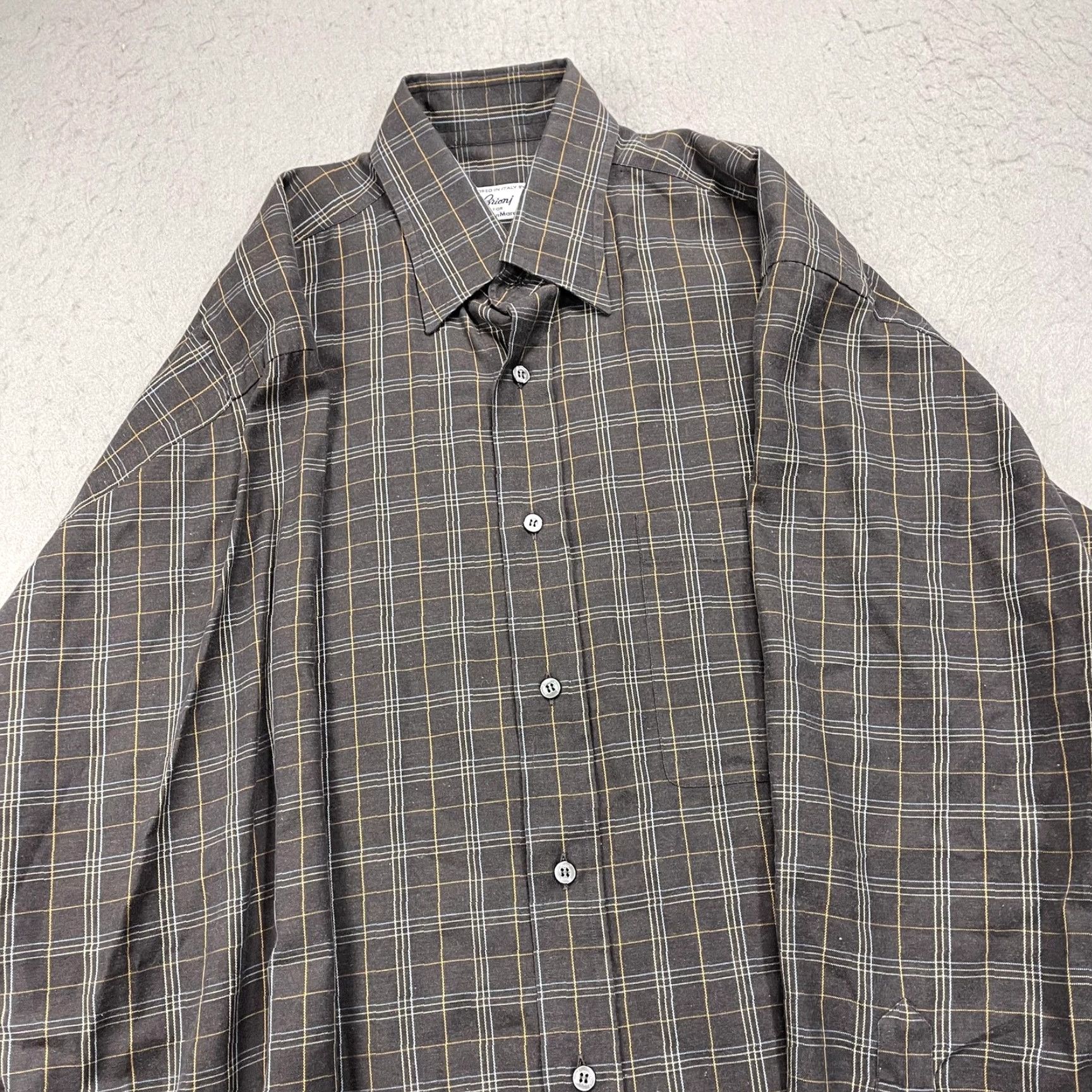Brioni Brioni Shirt Mens L Gray Plaid Cotton Button Up Tailored Italy Neiman Marcus Size US L / EU 52-54 / 3 - 3 Thumbnail
