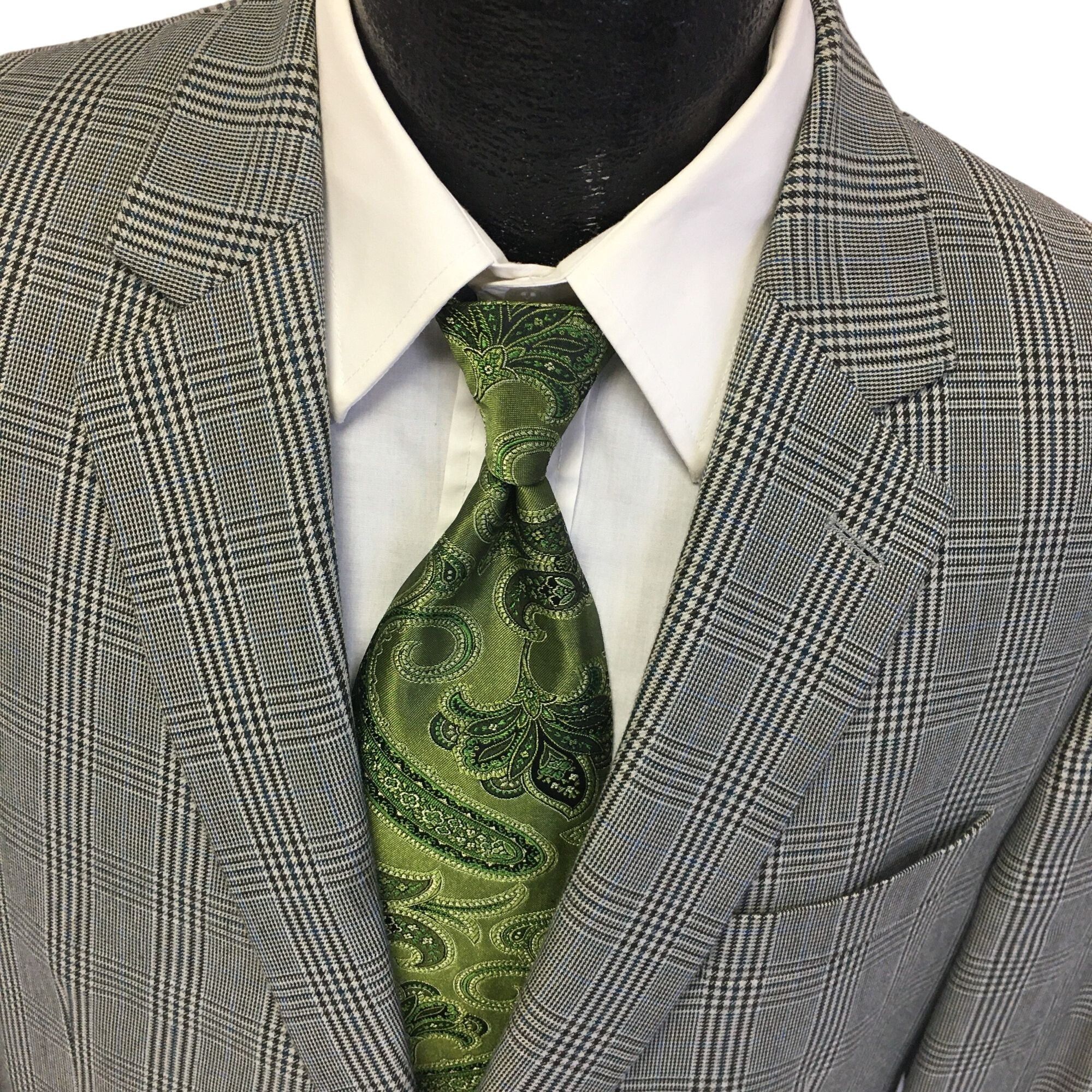 Michael Kors Vtg Michael Kors Gray Sport Coat Black Blue OVERCHECK Jacket Size 44L - 1 Thumbnail