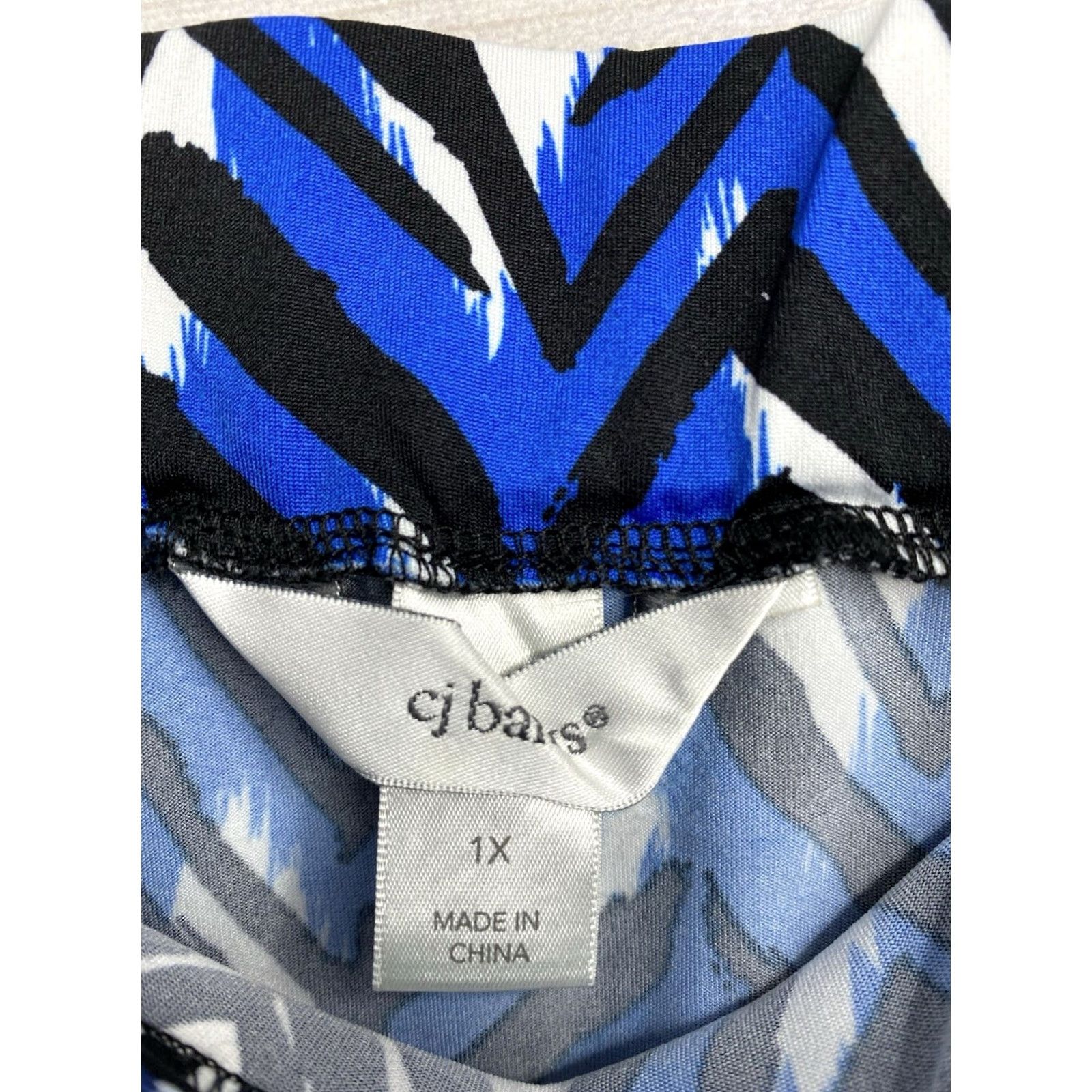 Vintage CJ Banks Womens Maxi Skirt 1X Blue Black Geometric Print Elastic Waist Plus Size Long Bohemian Skirt Womens Size 40" / US 18 - 6 Thumbnail