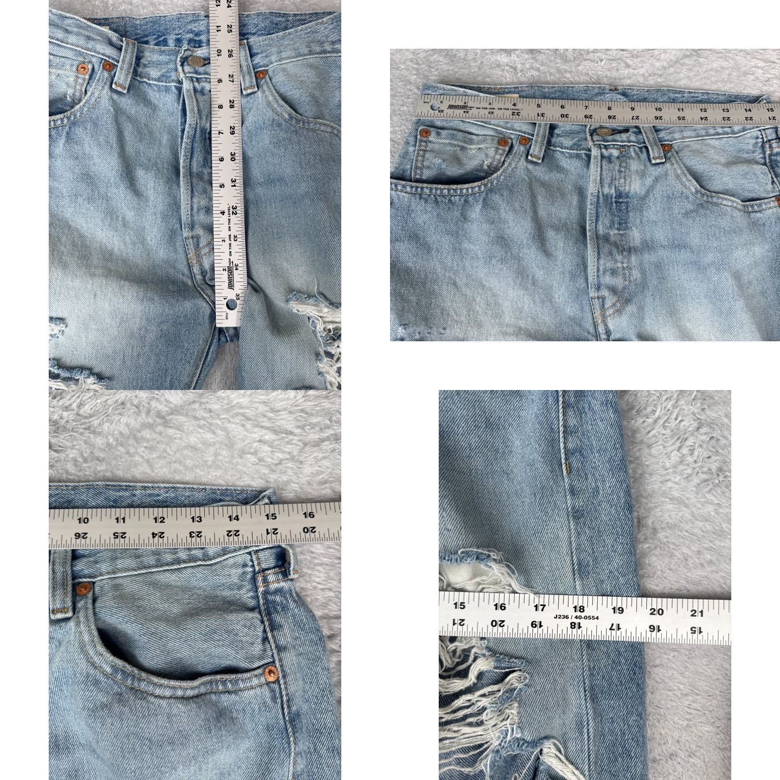 Levi's VINTAGE Levis Jeans 501 Button Fly Denim 32x32 Blue Mens Regular Straight Distressed 90s Retro 501 Series Size US 32 / EU 48 - 9 Thumbnail