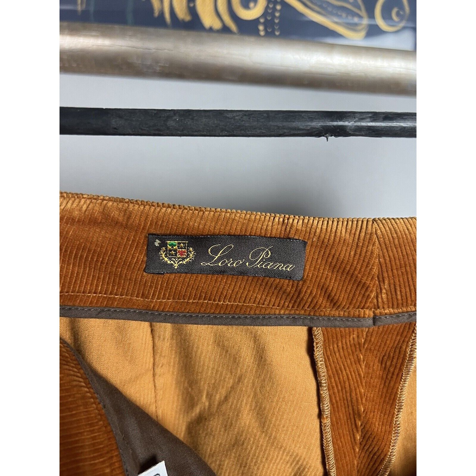 Loro Piana MINT! Loro Piana Orange Corduroy Women`s Straight Pants Size Size 27" / US 4 / IT 40 - 10 Thumbnail