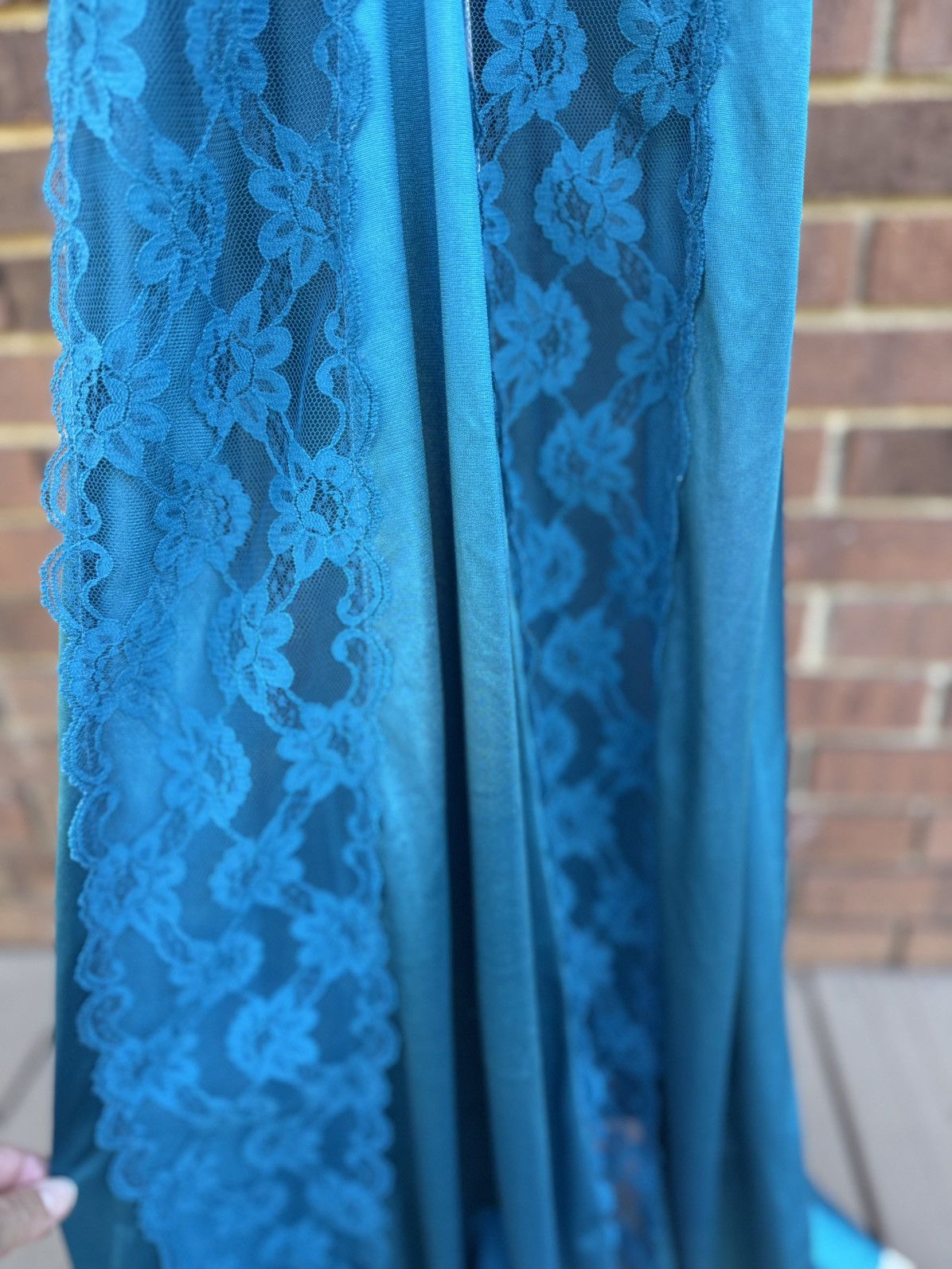 Other Vtg Val Mode Lingerie Slip Dress Nightgown Teal Lace Long Size S / US 4 / IT 40 - 7 Thumbnail