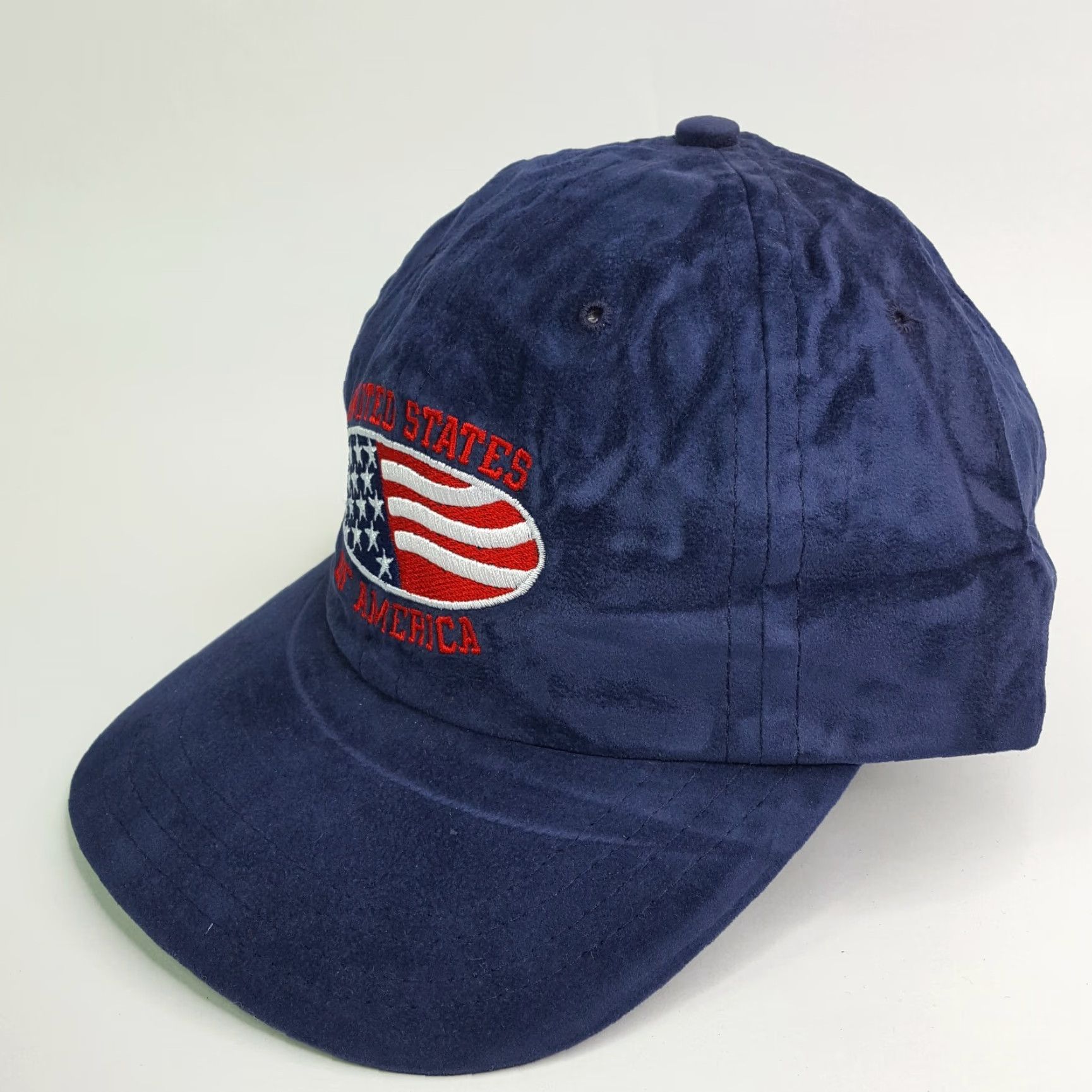 Velour VINTAGE United States Of America USA Velour Flag Snapback Hat Baseball Cap Retro Town Talk Blue Adjustable Hat Mens Size ONE SIZE - 3 Thumbnail