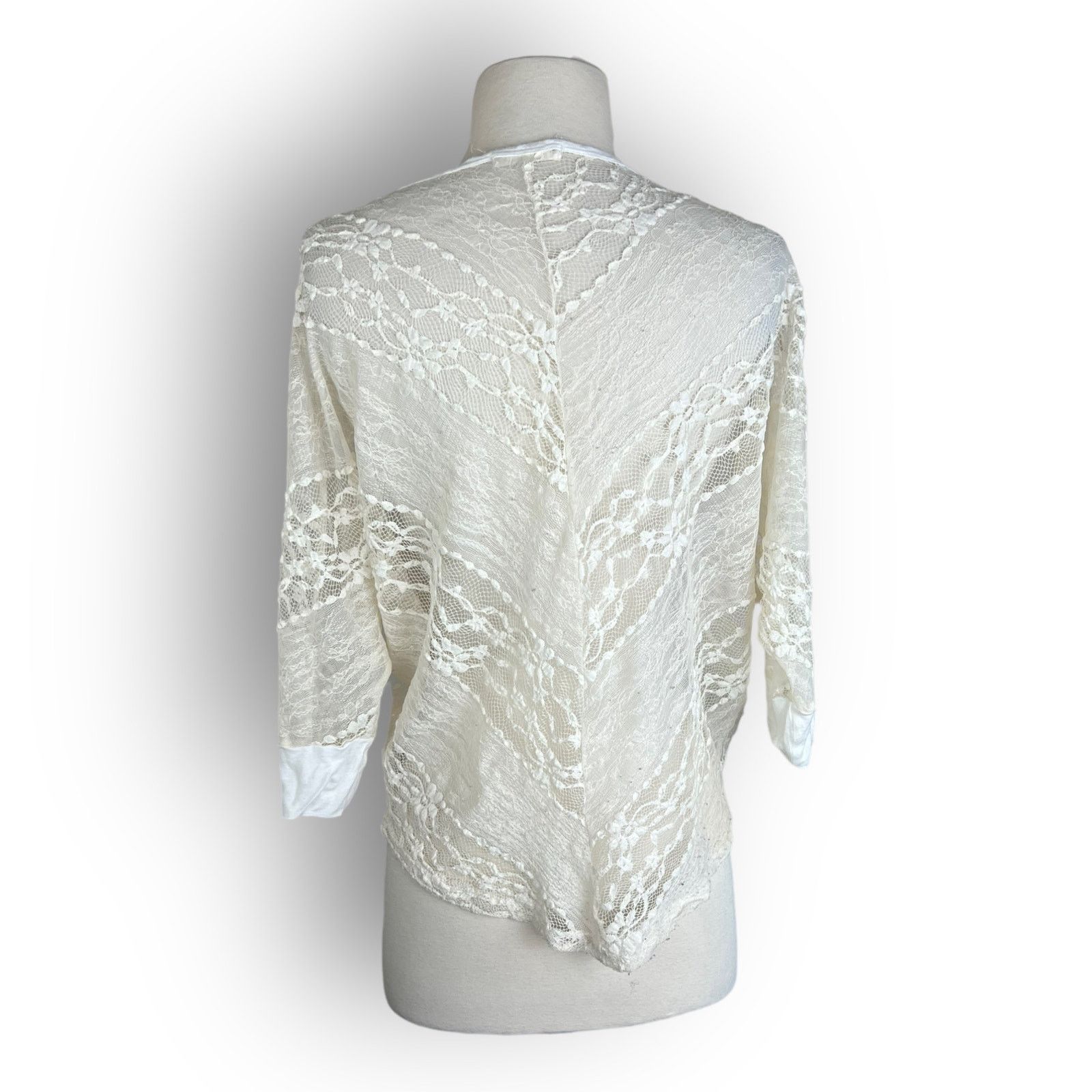 Vintage Lush Vintage Y2K Lace Boho Dolman-Sleeve Top | Small | Cream Size S / US 4 / IT 40 - 3 Thumbnail