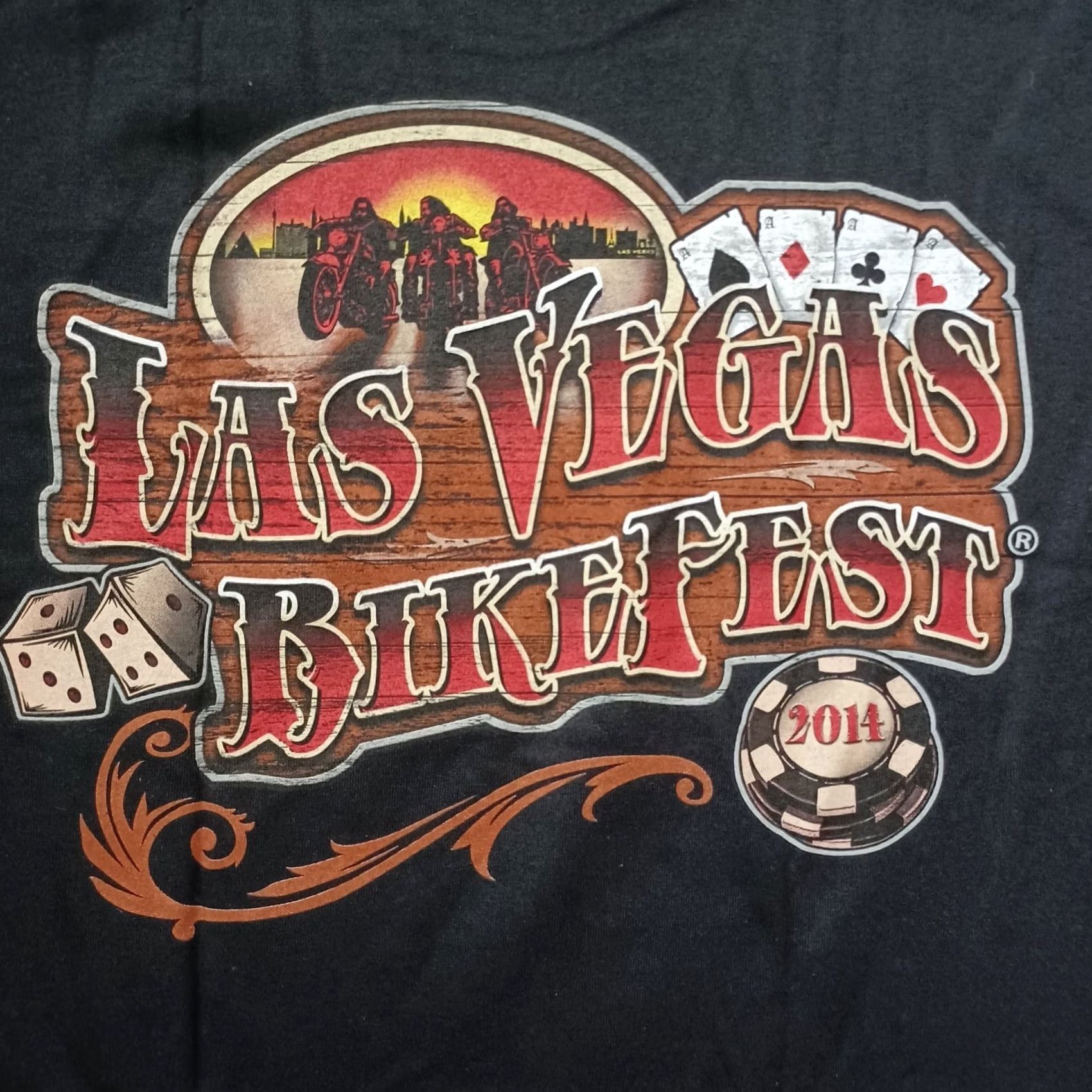 Gildan Gildan Men T-Shirt Black Las Vegas Bike Fest 2014 Motorcycle Front Back Graphic CC Crew Neck M Size US M / EU 48-50 / 2 - 2 Thumbnail