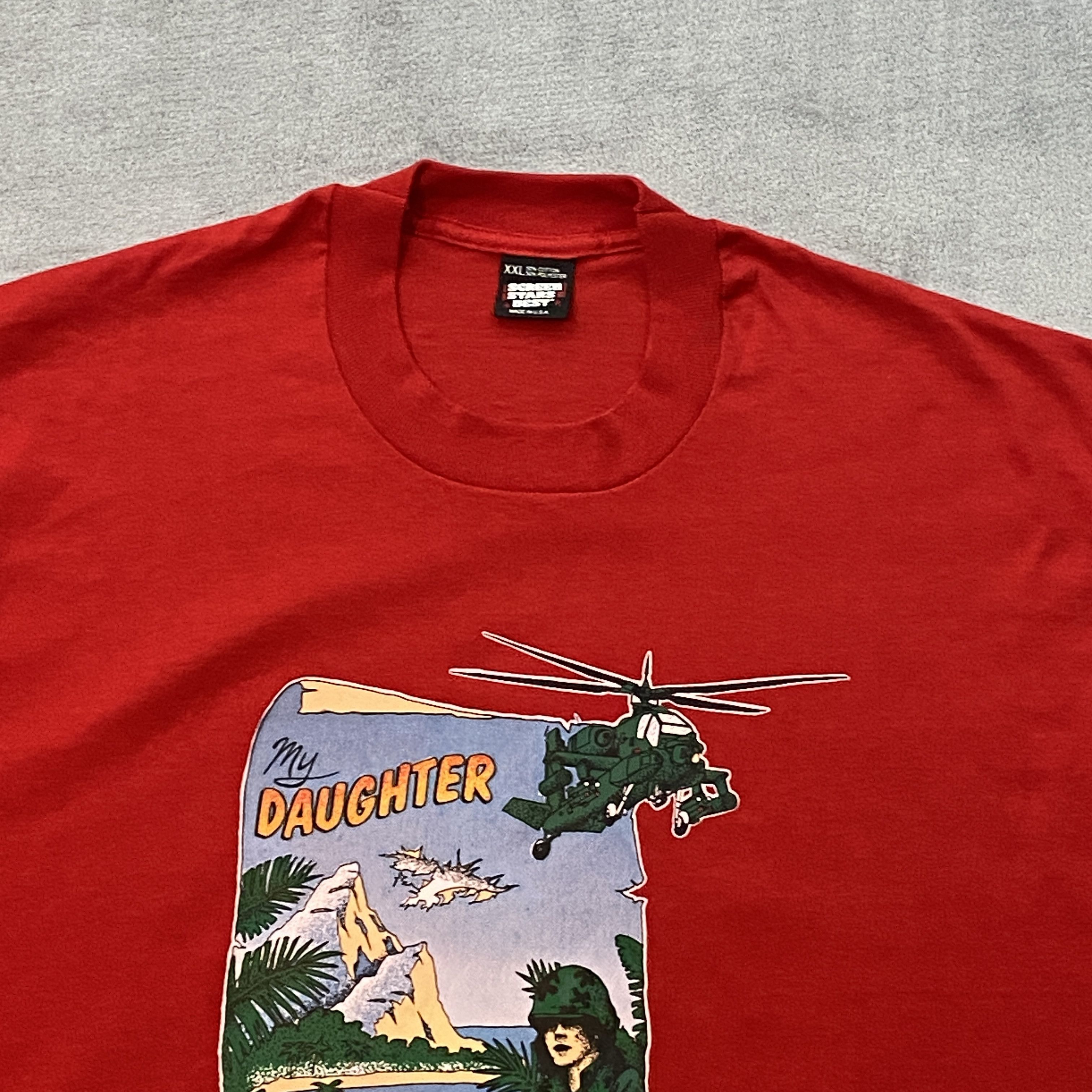 Vintage 80s US ARMY VIETNAM T Shirt MY DAUGHTER WEARS COMBAT BOOTS Size US XXL / EU 58 / 5 - 5 Thumbnail