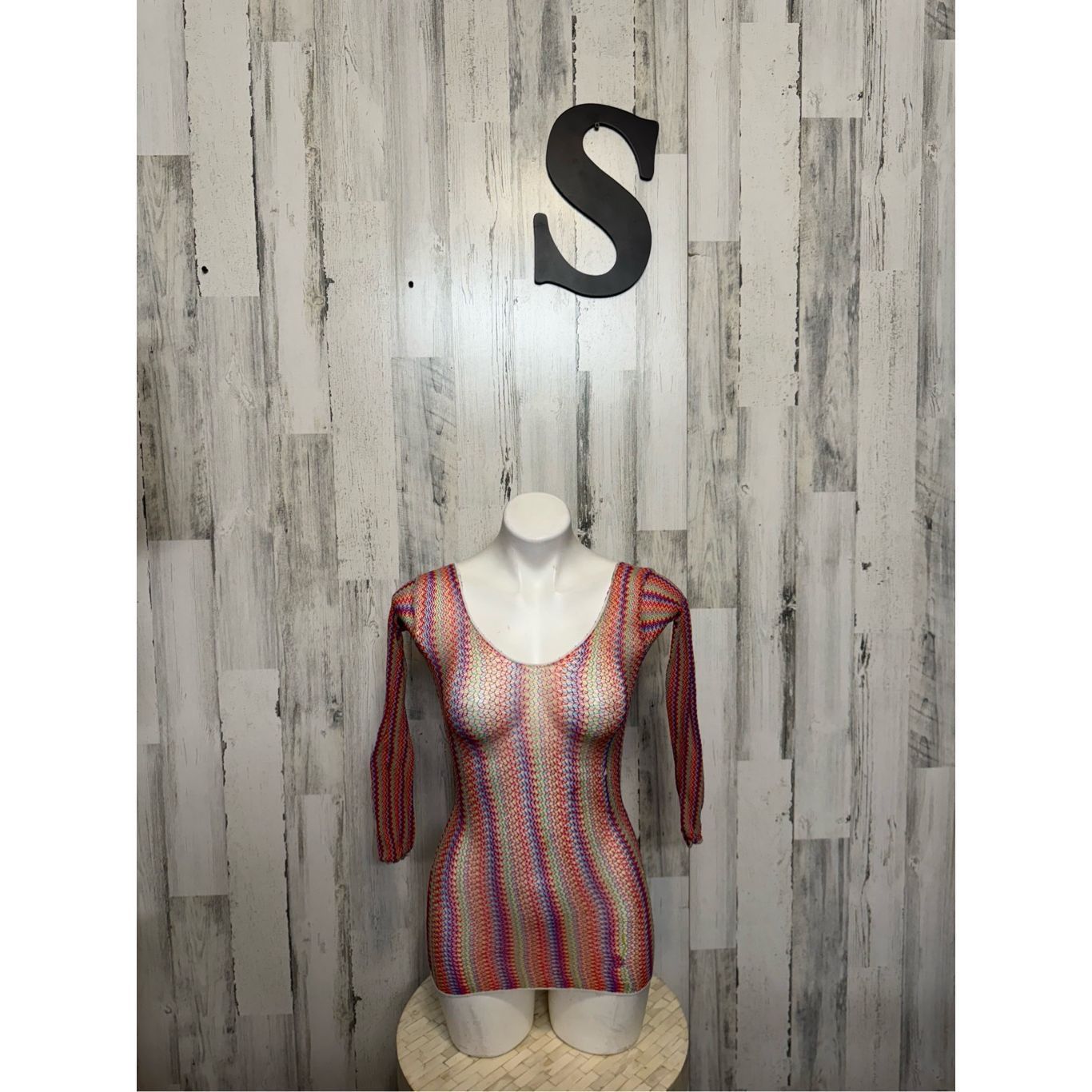 Other Boho Rainbow Crochet Mini Dress Size Small Long Sleeve Festi Size S / US 4 / IT 40 - 1 Thumbnail