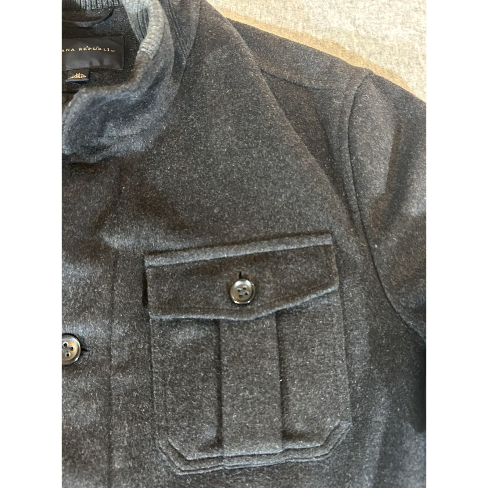 Banana Republic Banana Republic Jacket Mens M Gray Bomber Wool Full Zip Insulated Knit Collar Pockets Button Size US M / EU 48-50 / 2 - 3 Thumbnail
