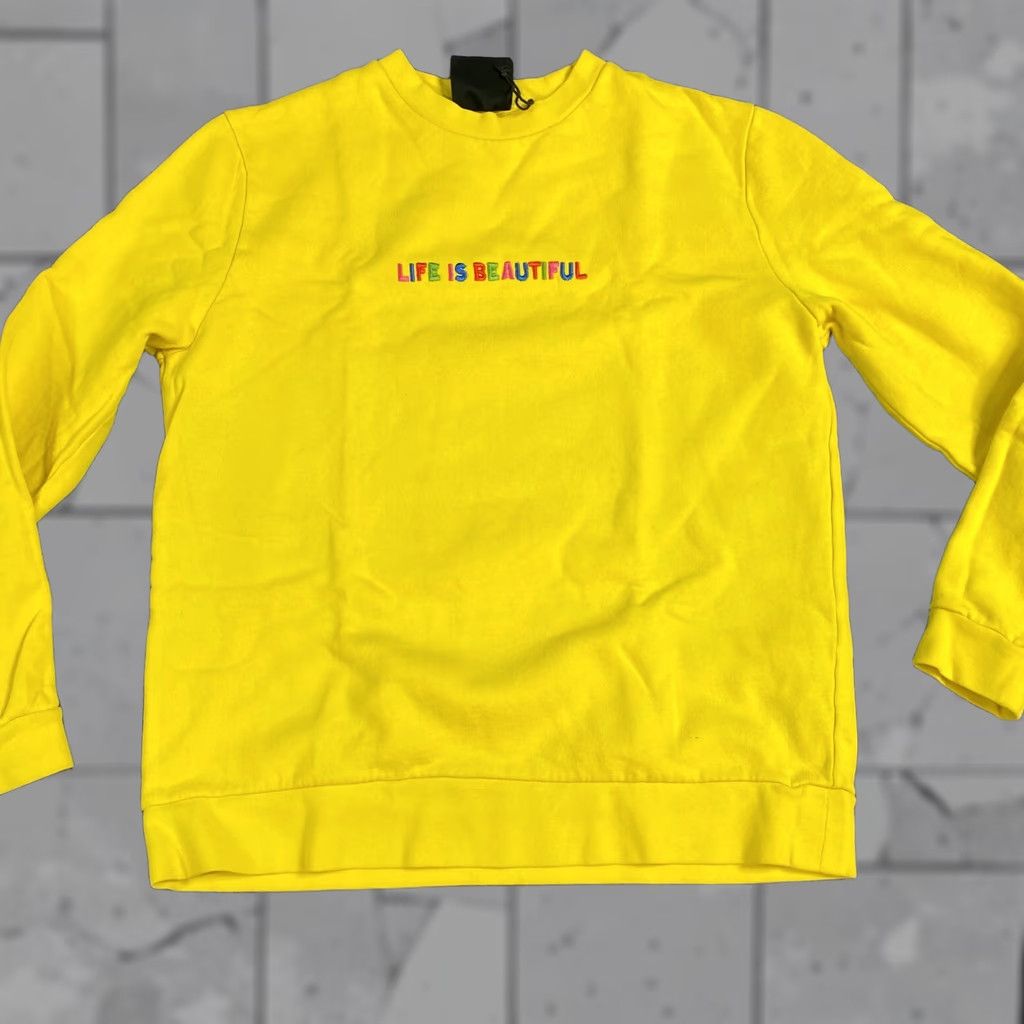 Alife Life is Beautiful Sweatshirt S Yellow Vintage Festival Embroidered Unbranded Unisex Adults Crew Neck Pullover Music Styles Womens Mens Boys Girls Size US S / EU 44-46 / 1 - 1 Thumbnail
