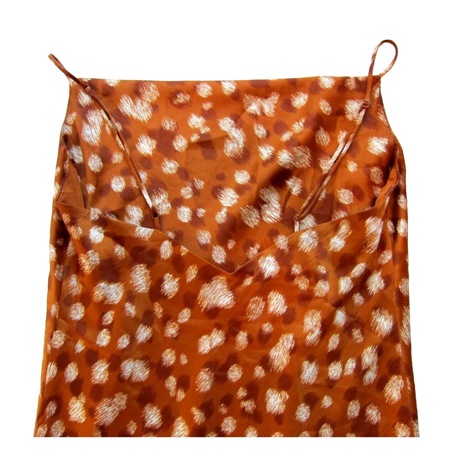 Vintage Bardot Brown Ivory Silky Polka Dot Straight Midi Tank Slip Dress 10 Large Size L / US 10 / IT 46 - 4 Thumbnail