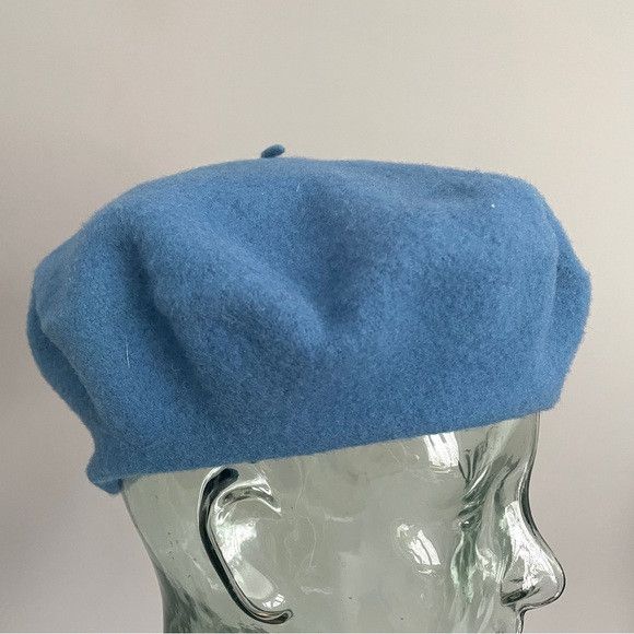 Vintage Beautiful Denim Blue Wool Beret - O/S, Unisex Size ONE SIZE - 5 Thumbnail