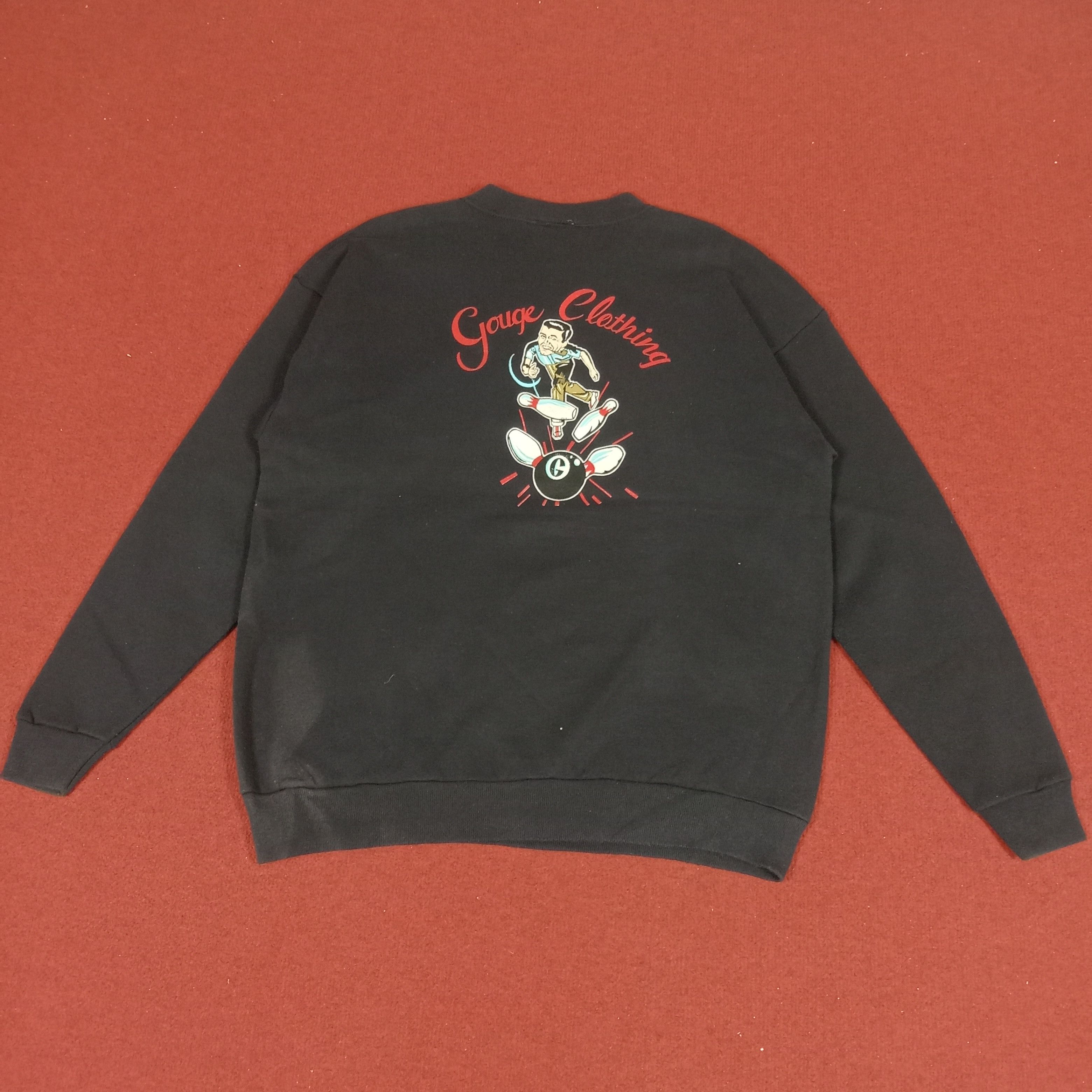 image of Skategang x Vintage Gouge Skateboard Style Sweatshirt in Black, Men's (Size Large)
