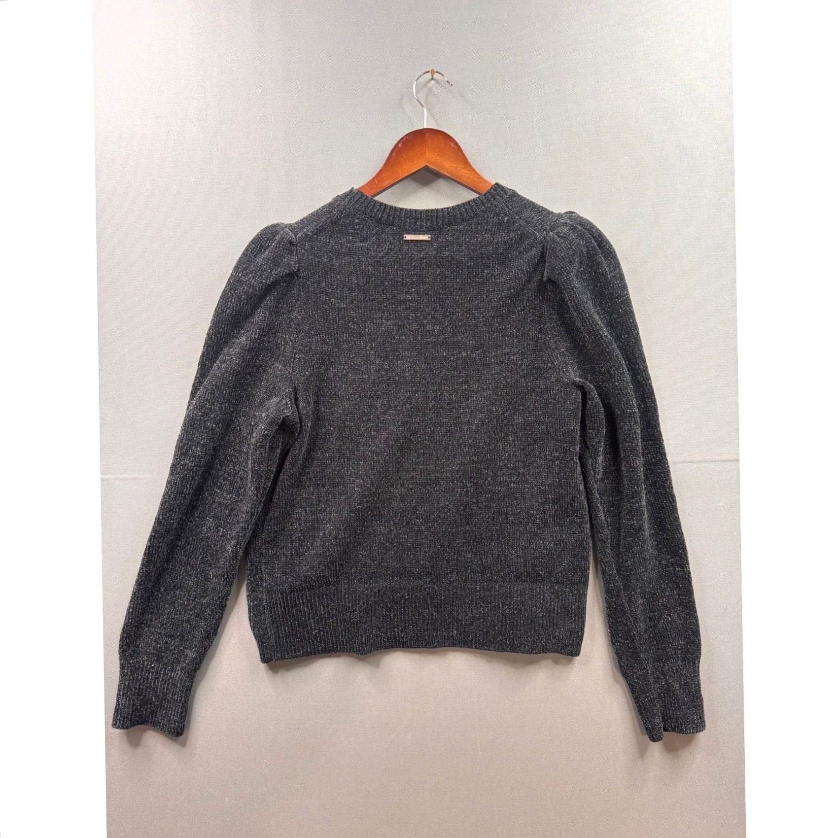 Vintage Michael Kors Womens Chenille Puff Sleeve Crew Neck Sweater M Charcoal Gray Size M / US 6-8 / IT 42-44 - 5 Thumbnail