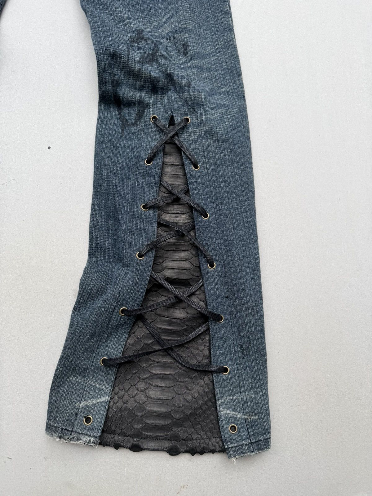Japanese Brand lace up flare jeans Size US 31 - 6 Thumbnail