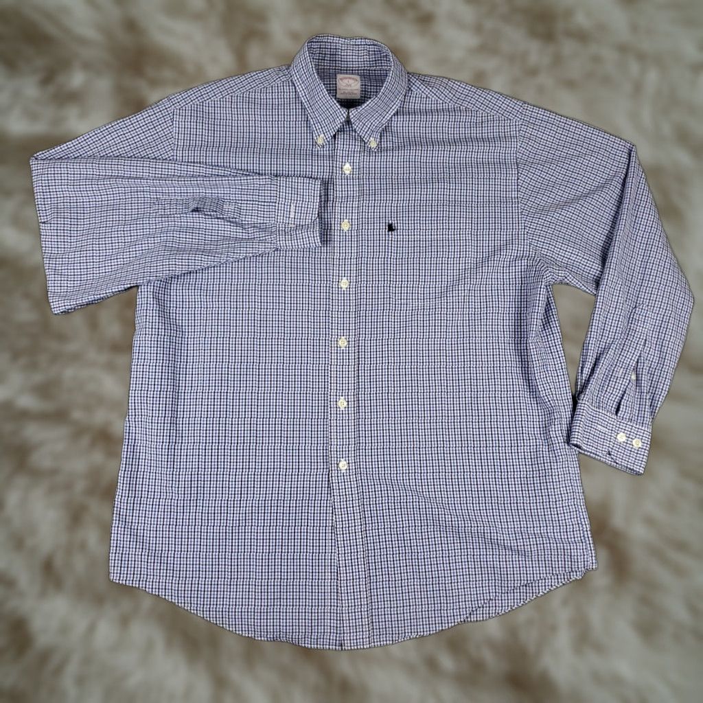 Brooks Brothers Brooks Brothers Shirt Mens Large Blue Check Regent Button Up Long Sleeve Regualr Fit, Classic, Preppy, American, Modern, Colorful, Workwear Mens Size US L / EU 52-54 / 3 - 1 Thumbnail