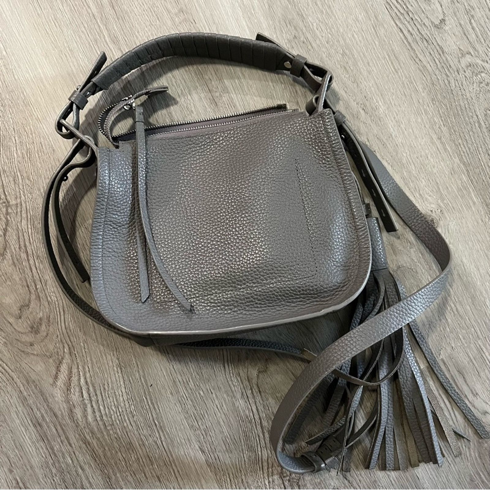 Allsaints All Saints Mori Lea Leather Crossbody Bag Tassel Pebbled Size ONE SIZE - 6 Thumbnail