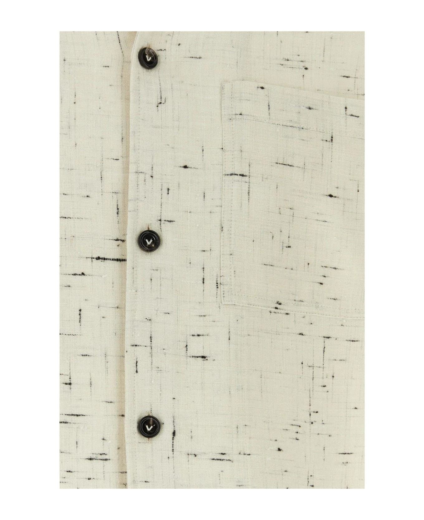 Bottega Veneta o1n1vont0625 Textured Criss-Cross Viscose Silk Shirt Ivory Size US M / EU 48-50 / 2 - 3 Thumbnail