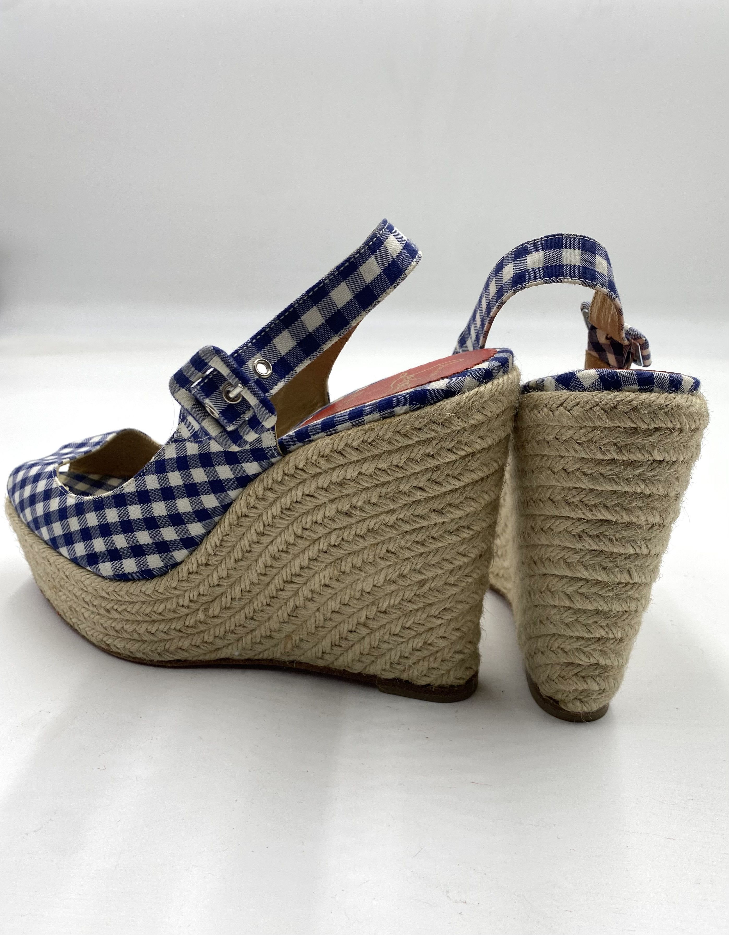 Christian Louboutin Jute Gingham Wedge Size US 10 / IT 40 - 2 Thumbnail
