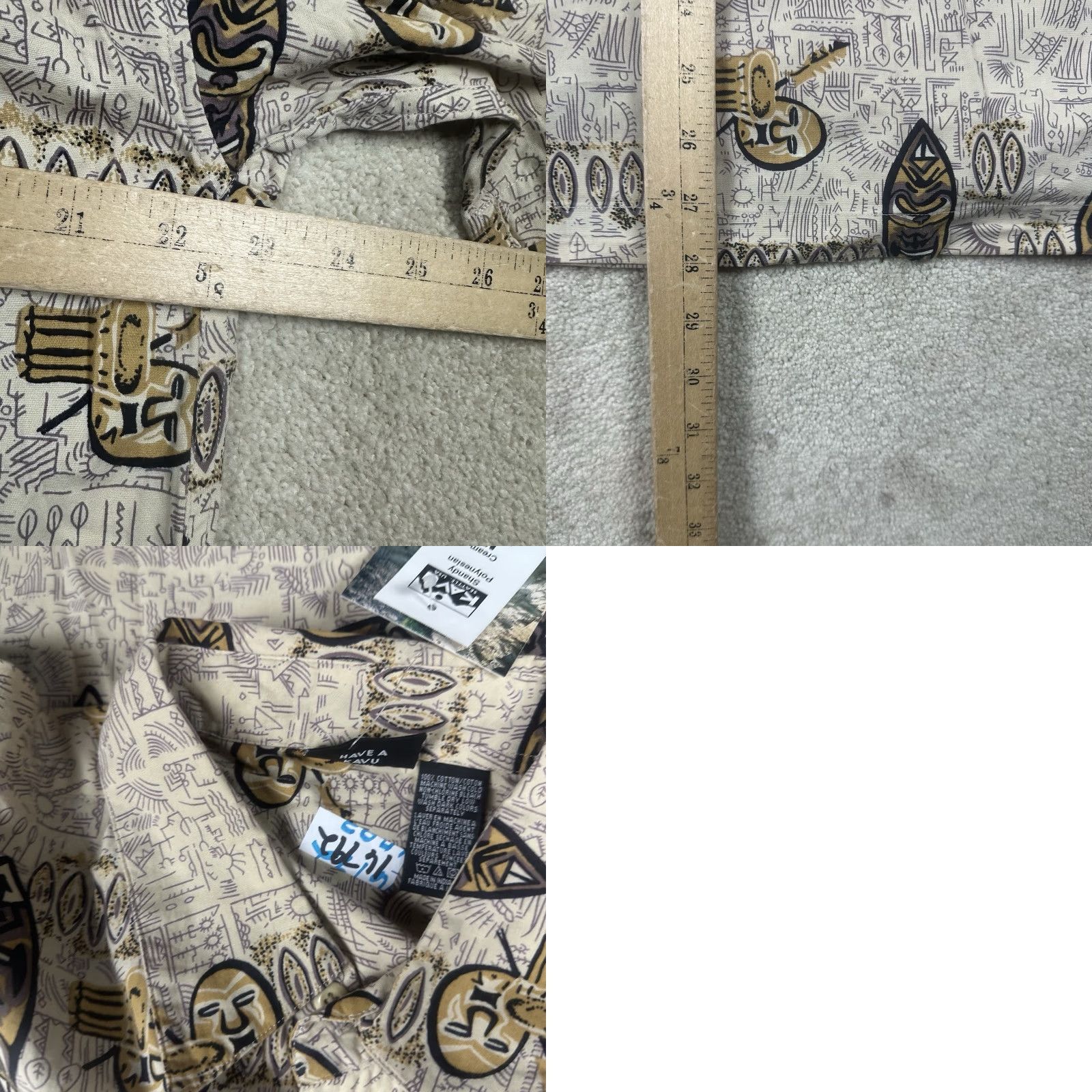 KAVU KAVU Button-Up Shirt Mens Medium Beige Polynesian NWT Casual Collared Short Sleeve Size US M / EU 48-50 / 2 - 8 Thumbnail