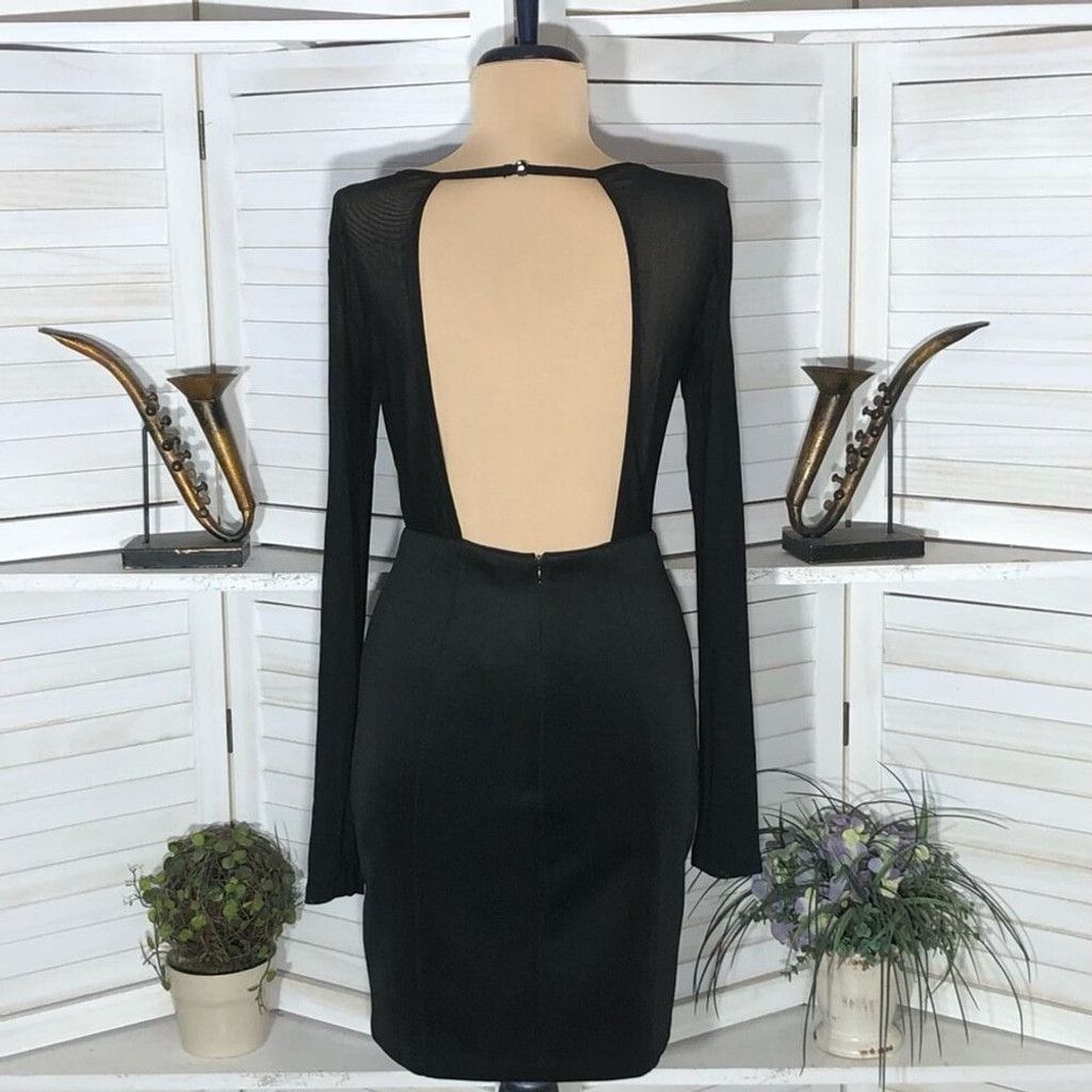 Vintage Mini Dress Backless Bodycon Sheer Mesh Cut Out Black sz M Size L / US 10 / IT 46 - 11 Thumbnail