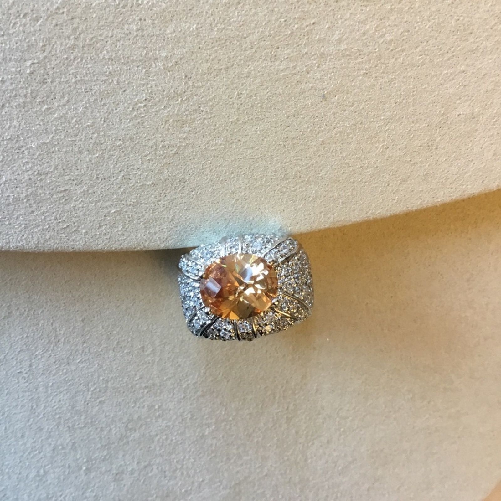 Other Sterling Silver Yellow Crystal Statement Ring Size ONE SIZE - 4 Thumbnail