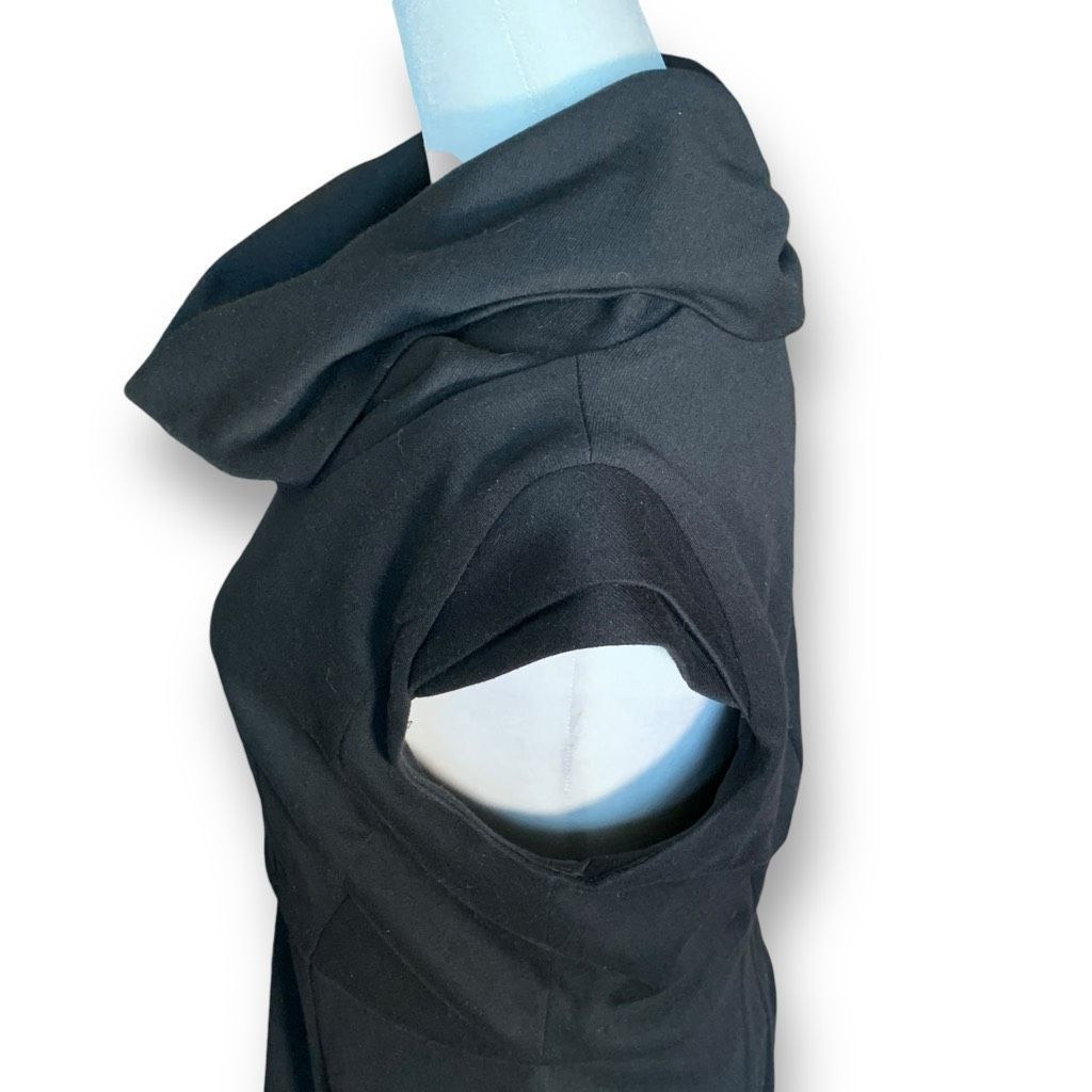 Saks Fifth Avenue Saks Fifth Avenue Cap Sleeve Knee Length Black Cowl Neck Dre Size M / US 6-8 / IT 42-44 - 4 Thumbnail
