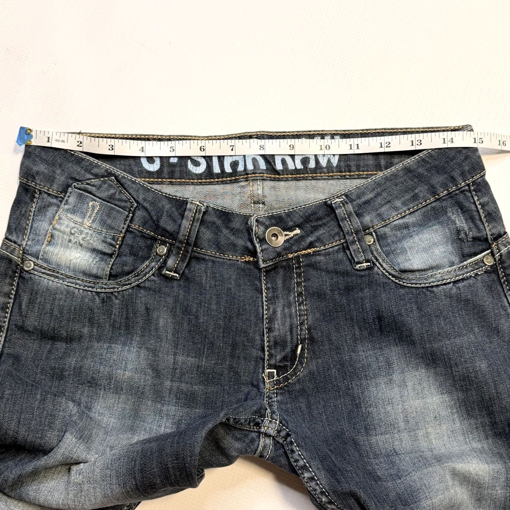 Vintage G-Star RAW Jeans Mens 30 Slim Straight Denim Dark Wash Blue Distressed Pockets Size US 30 / EU 46 - 6 Thumbnail