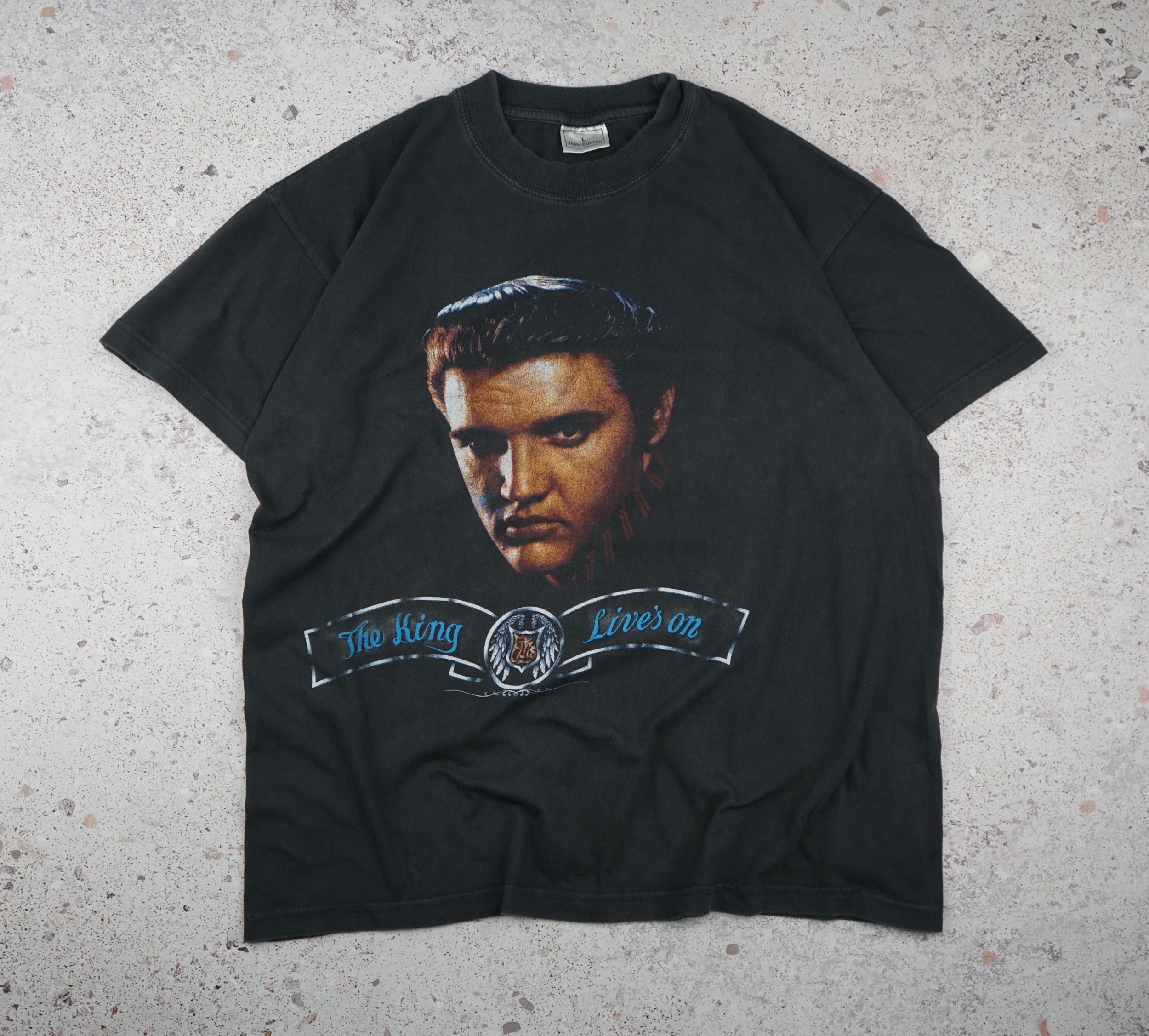 Band Tees × Vintage Vintage 90s Elvis Presley T-Shirt The King Lives On Size US L / EU 52-54 / 3 - 1 Thumbnail