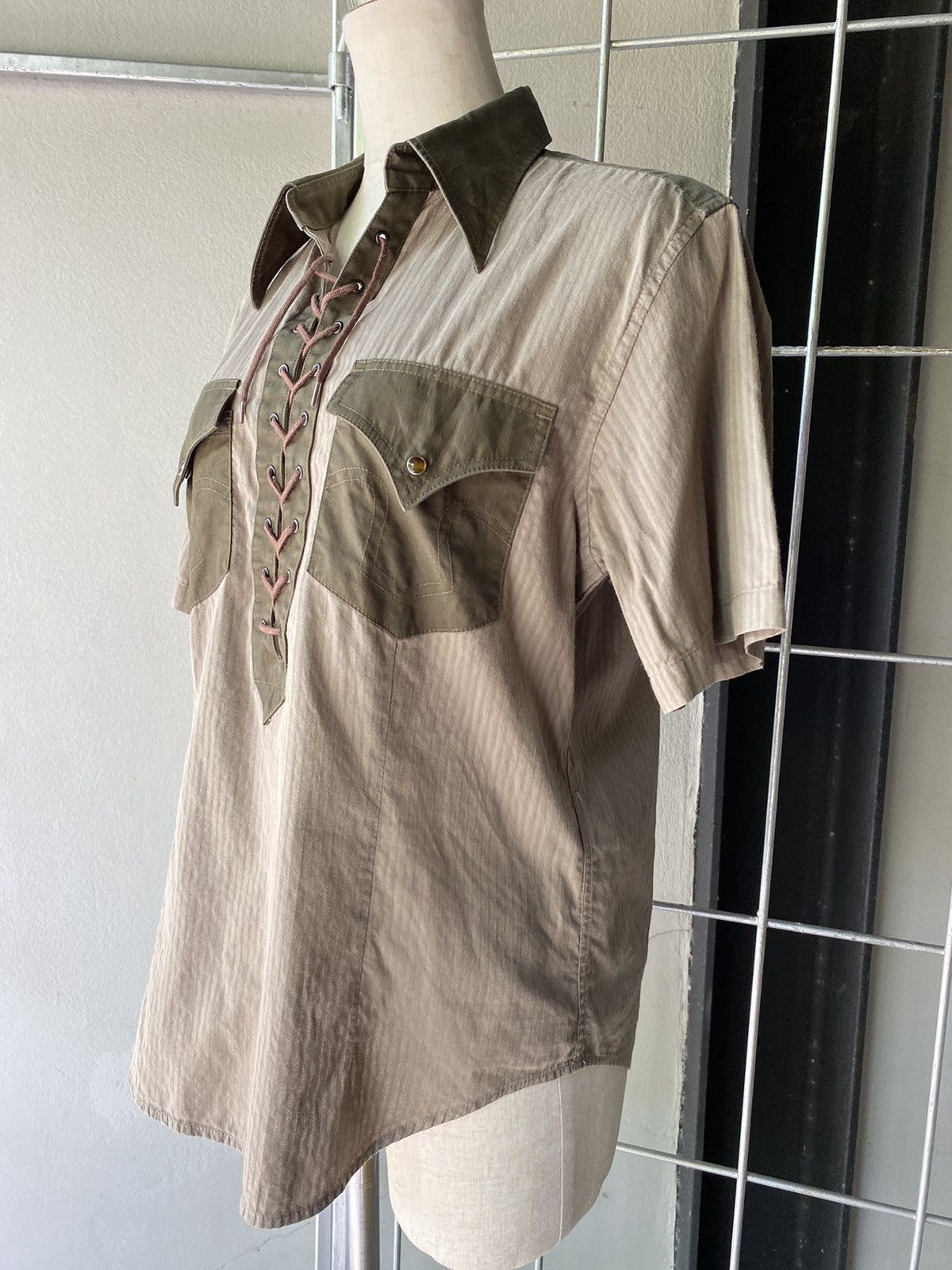 Tornado Mart TORNADO MART Two-Tone Lace-Up Western Polo Shirt Size M / US 6-8 / IT 42-44 - 9 Thumbnail