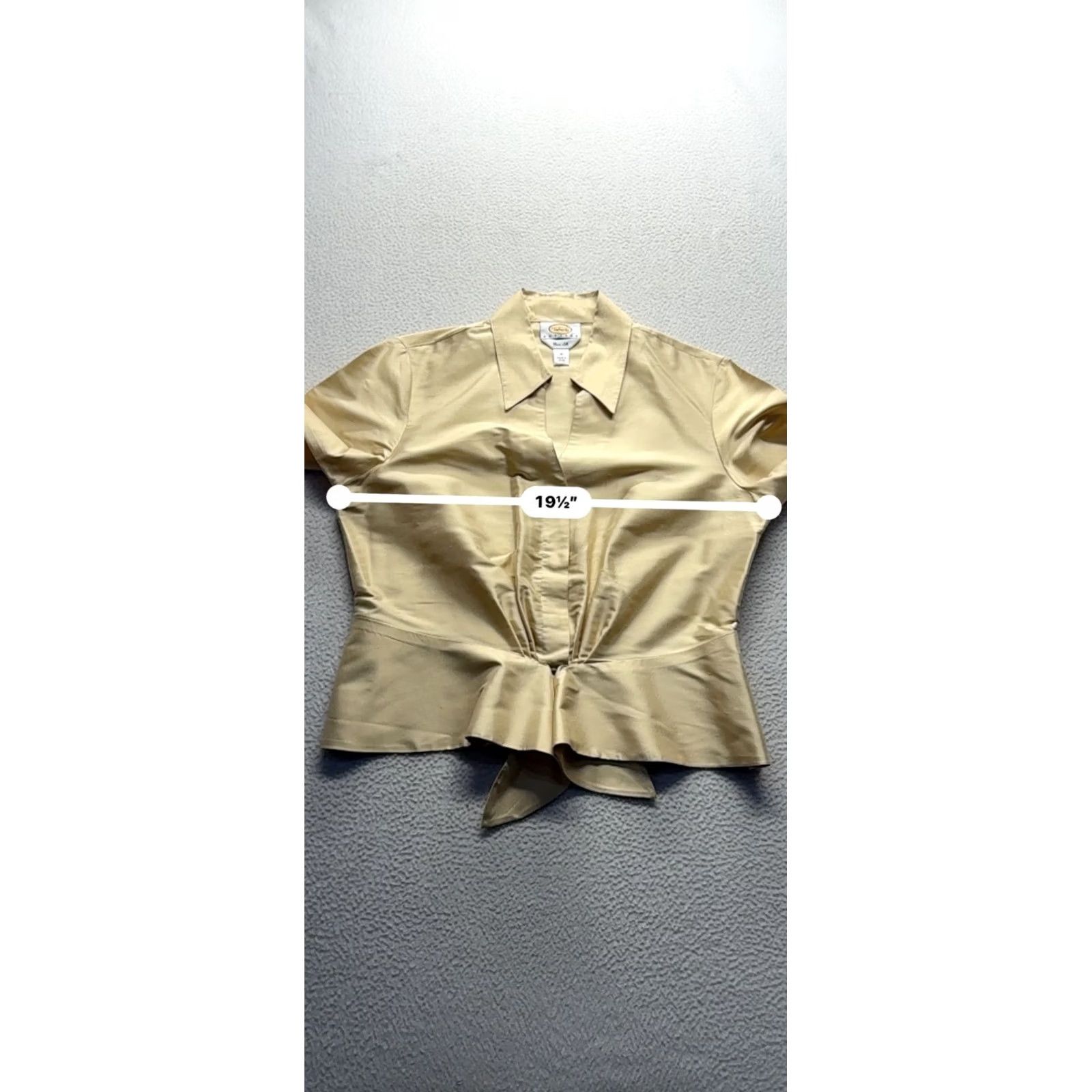 Talbots Talbots Blouse Silk Size 12 Champagne Womens 12 Silk Blouse Petites Tie Waist Stains Pre-Owned Fair Size XL / US 12-14 / IT 48-50 - 8 Thumbnail