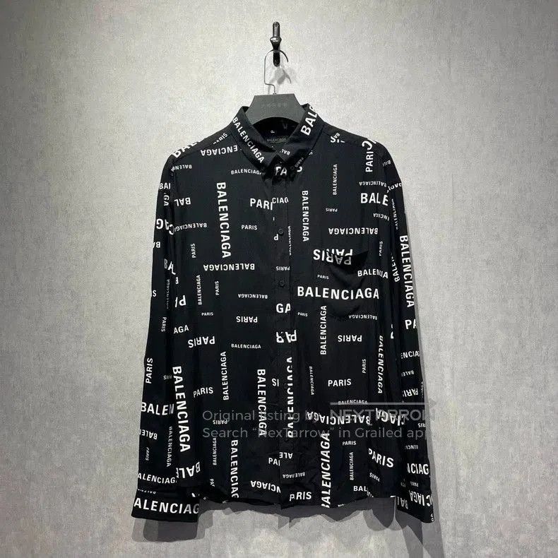 Balenciaga Logo Print Long Sleeve Shirt.