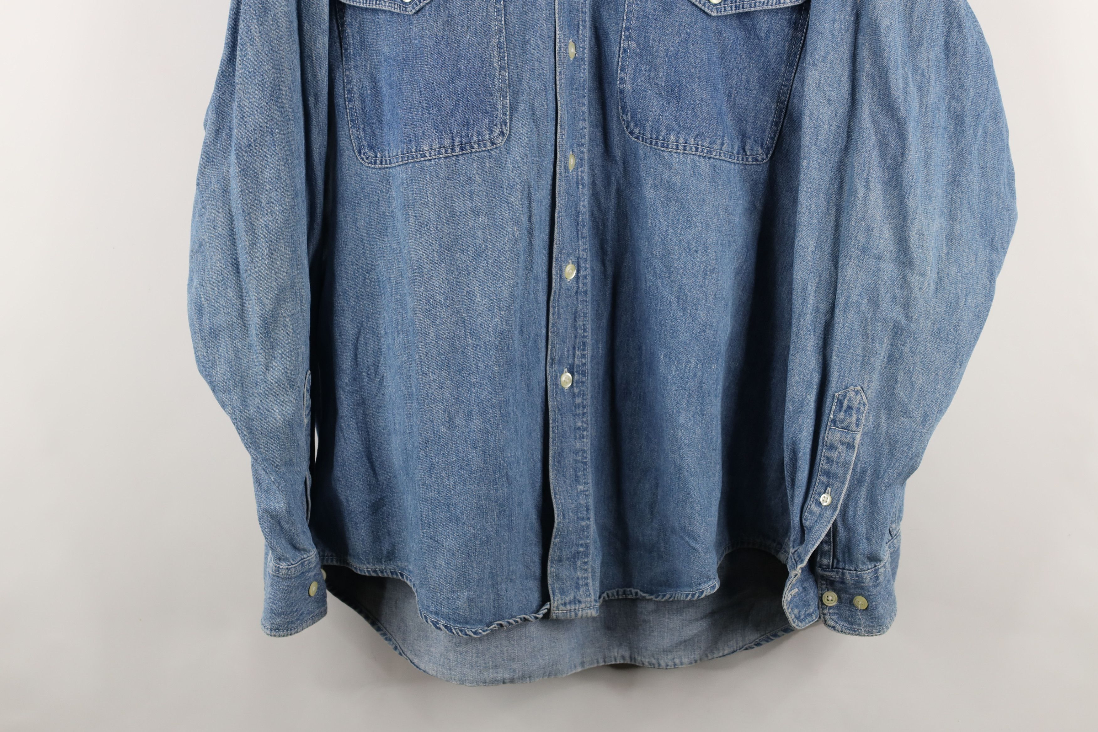 Gap × Vintage Vintage 90s Gap Denim Jean Button Down Shirt Blue Cotton Size US L / EU 52-54 / 3 - 3 Thumbnail