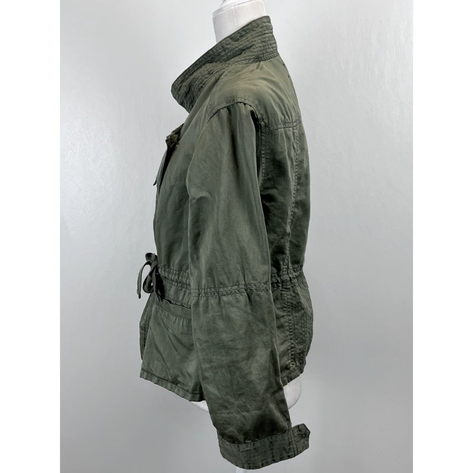 Lou & Grey Lou & Grey Utility Jacket S Women's Army Green Linen Blend Belted Asymmetrical Jacket Size S / US 4 / IT 40 - 2 Thumbnail
