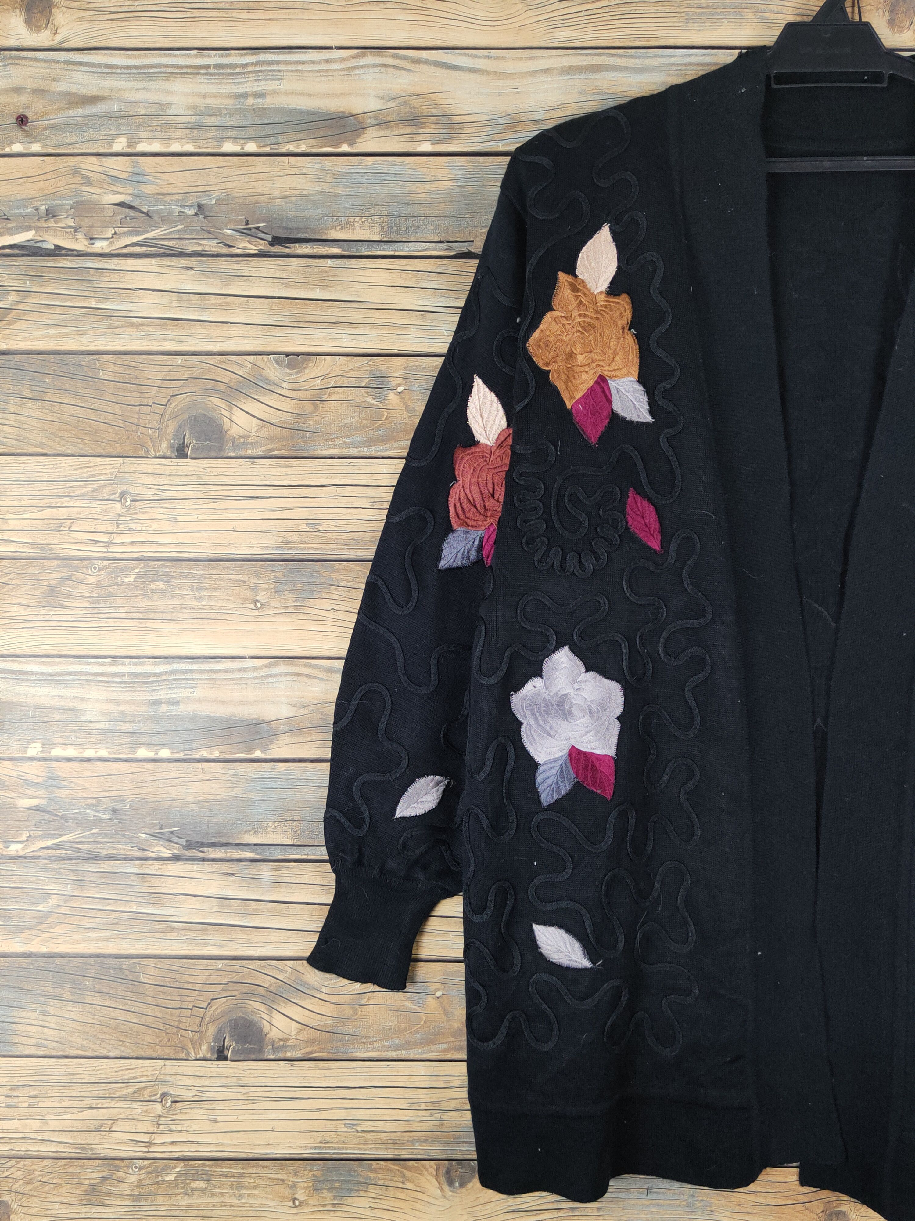 Vintage Japan ripped vintage Black Knitwear art Cardigan #W161628 Size L / US 10 / IT 46 - 3 Thumbnail