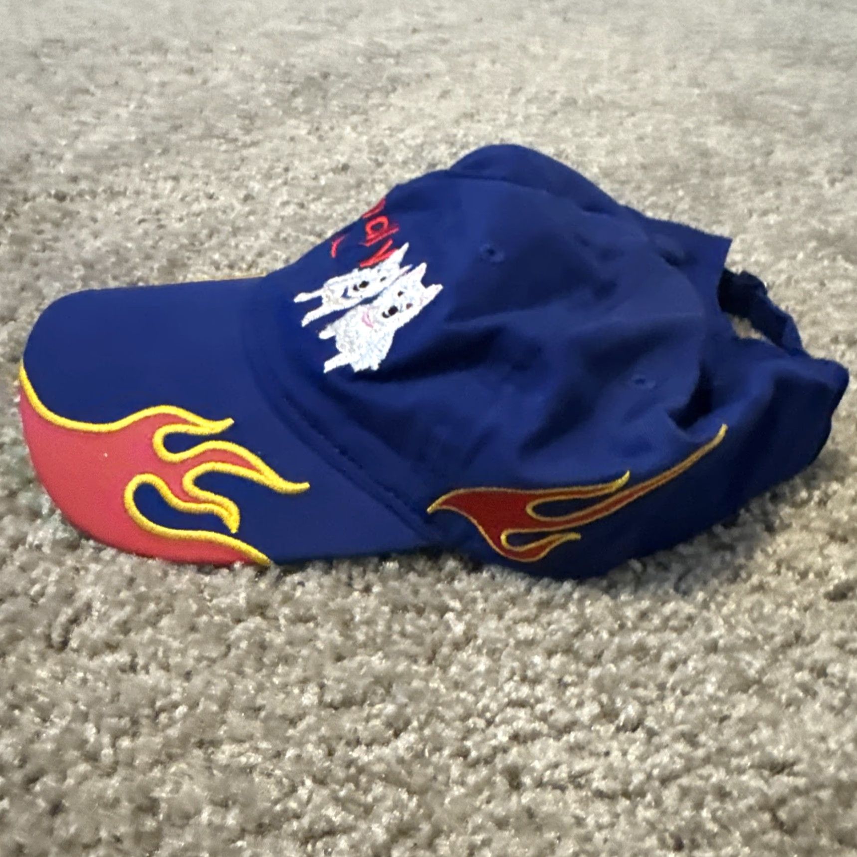 Vintage Kia Hat Cap Embroidered Flames Dogs Blue Red Baseball Cap Men One Size Cars Size ONE SIZE - 4 Thumbnail