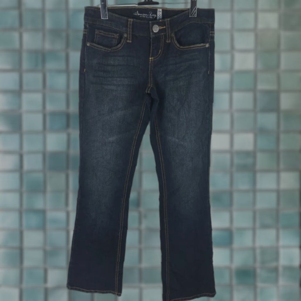 Vintage American Rag Cie Jeans Women 1 Short Boot Cut Denim Blue Dark Wash Stretch 29 Waist 28 Inseam Womens Size 29" - 1 Thumbnail