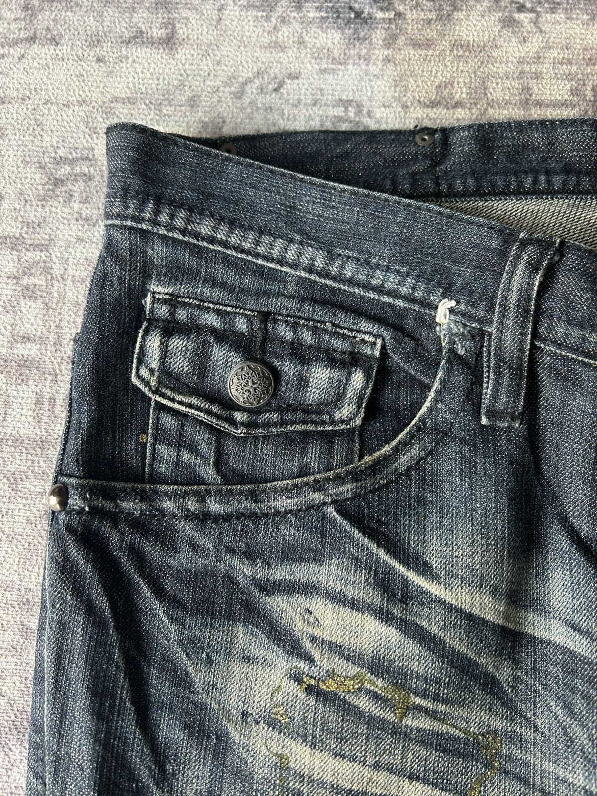 If Six Was Nine Midas Flared Punk Mudwash Jeans Size US 32 / EU 48 - 14 Thumbnail