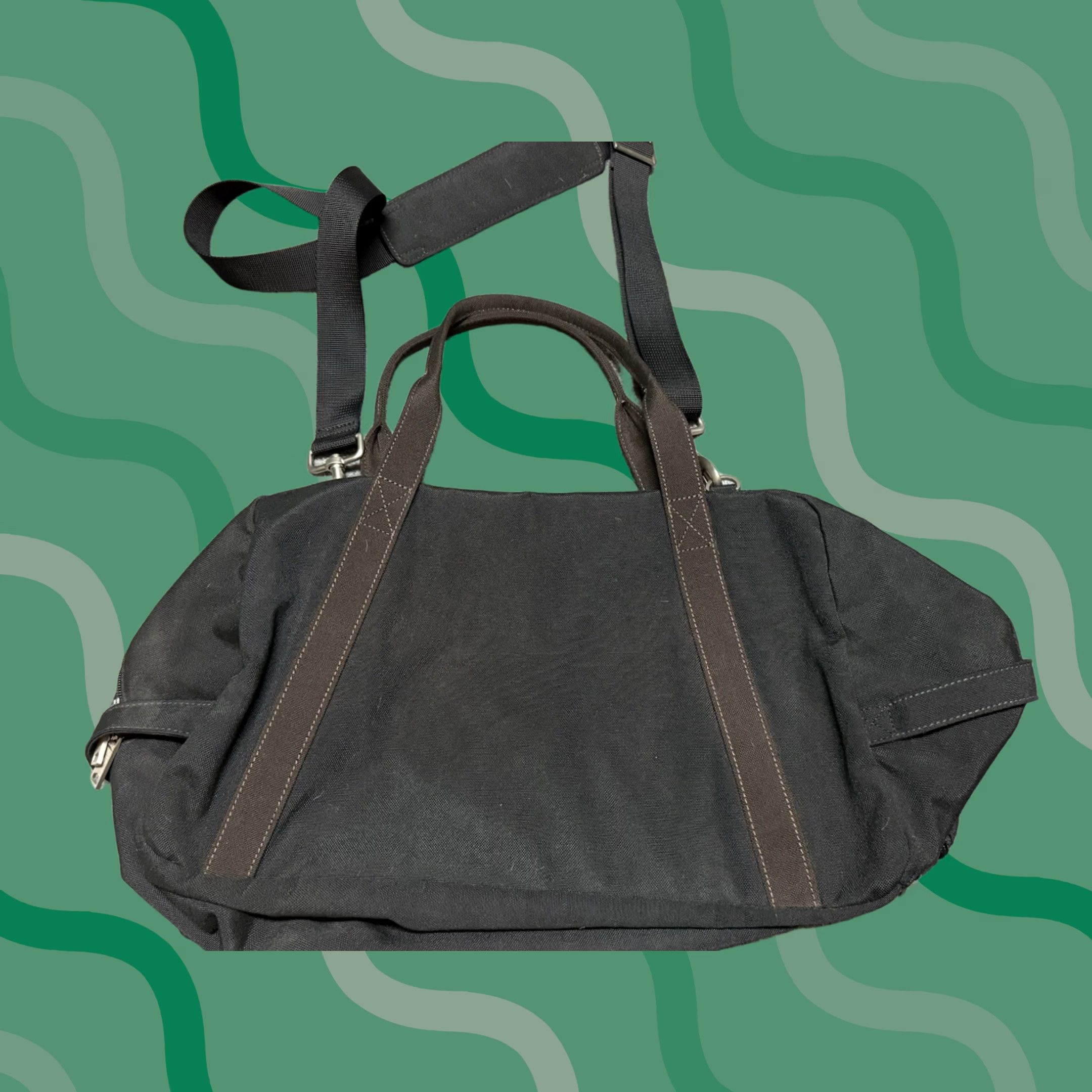 Vintage JACK SPADE Duffle Bag Black Medium Canvas Overnight Weekend Luggage Classic Size ONE SIZE - 1 Thumbnail