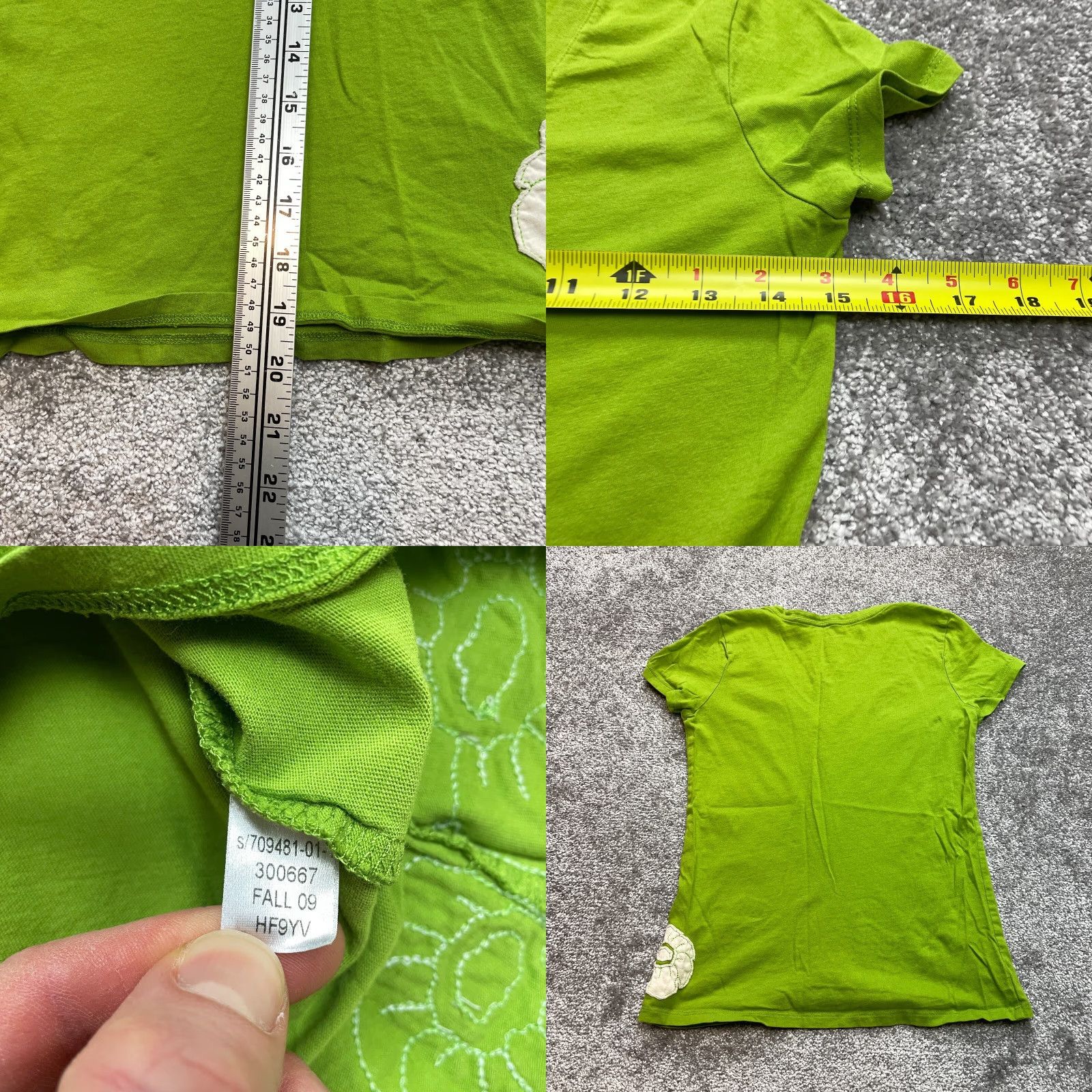 Old Navy Old Navy T Shirt Womens XS Green Short Sleeve Deep V Neck Floral Leaf Flower Top Size XS / US 0-2 / IT 36-38 - 8 Thumbnail