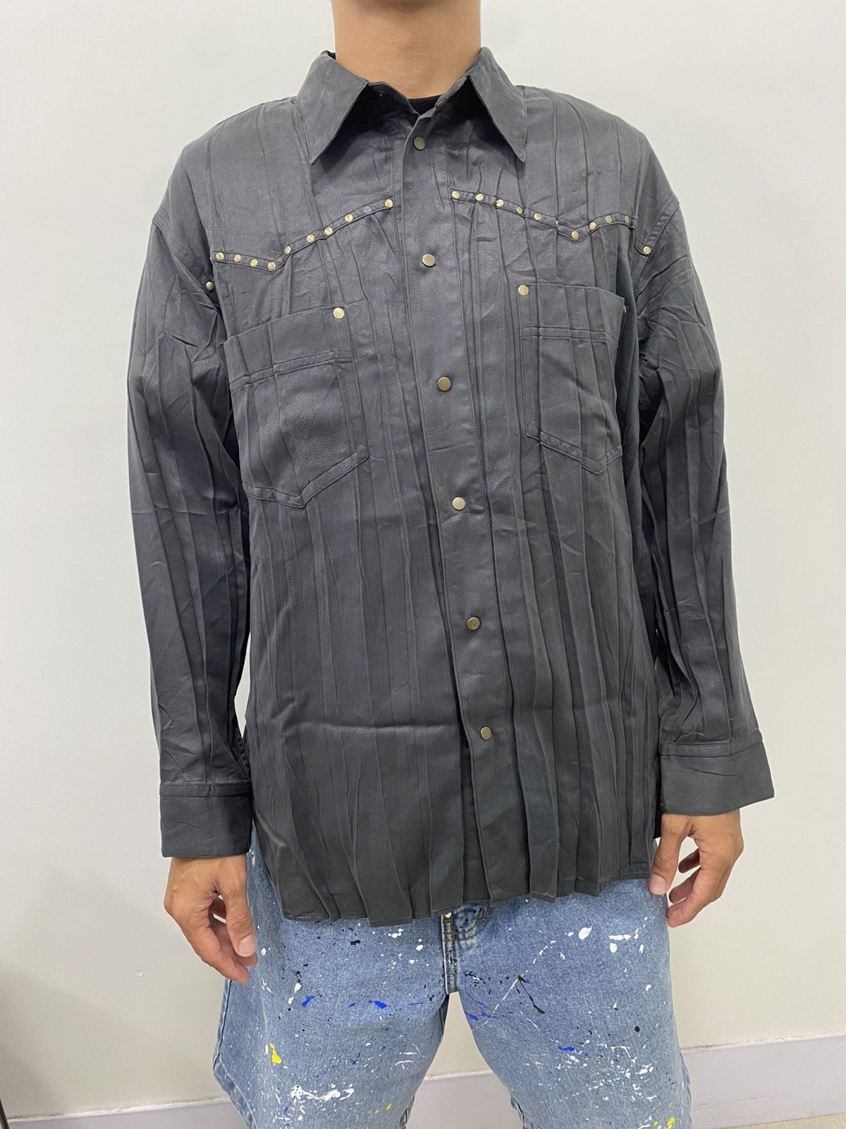 Issey Miyake Vintage Issey miyake pleated westren shirt mainline Size US M / EU 48-50 / 2 - 1 Thumbnail