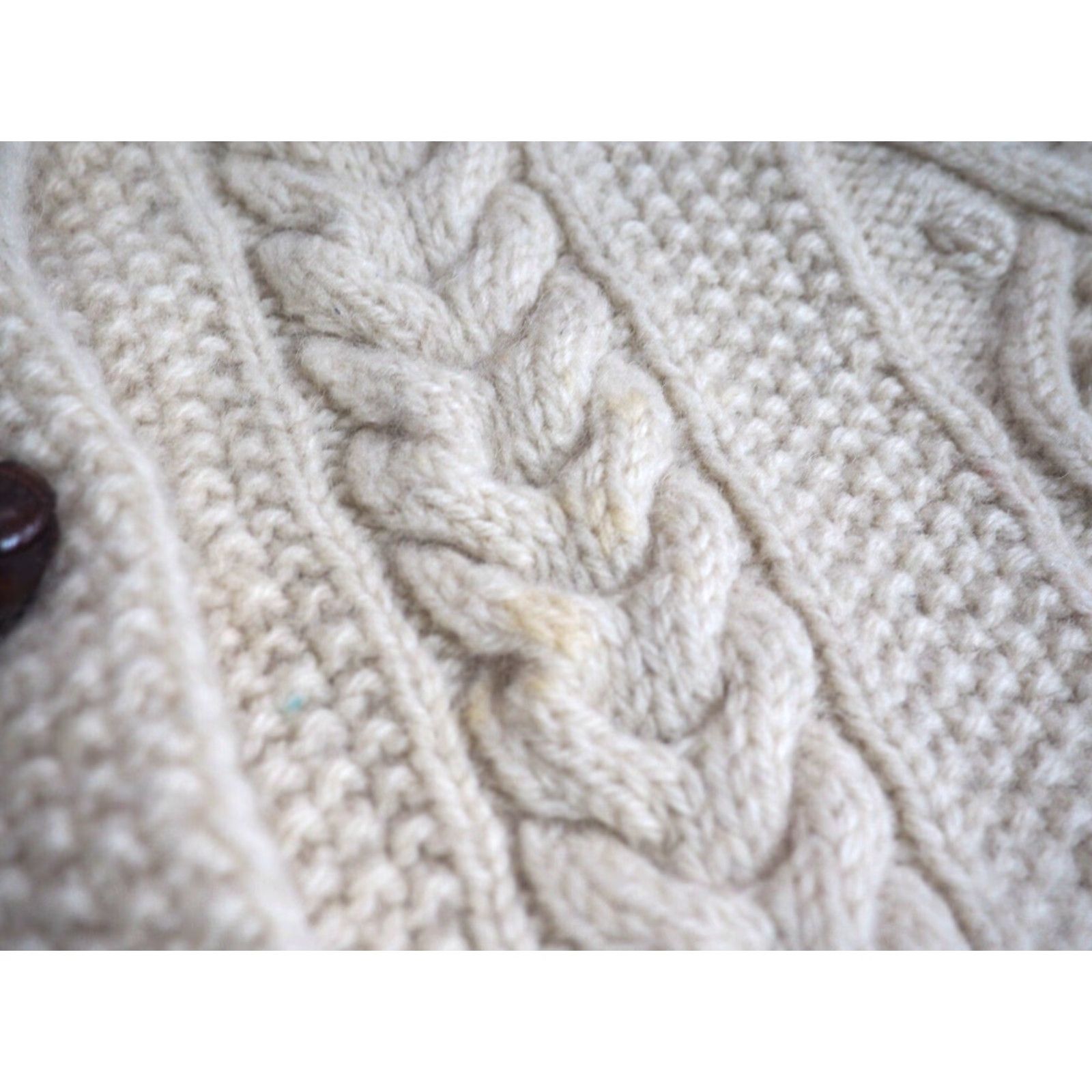 Vintage VTG 60s 70s Cream Ivory Cable Knit Boho Button Fisherman Cardigan Womens L Size L / US 10 / IT 46 - 8 Thumbnail
