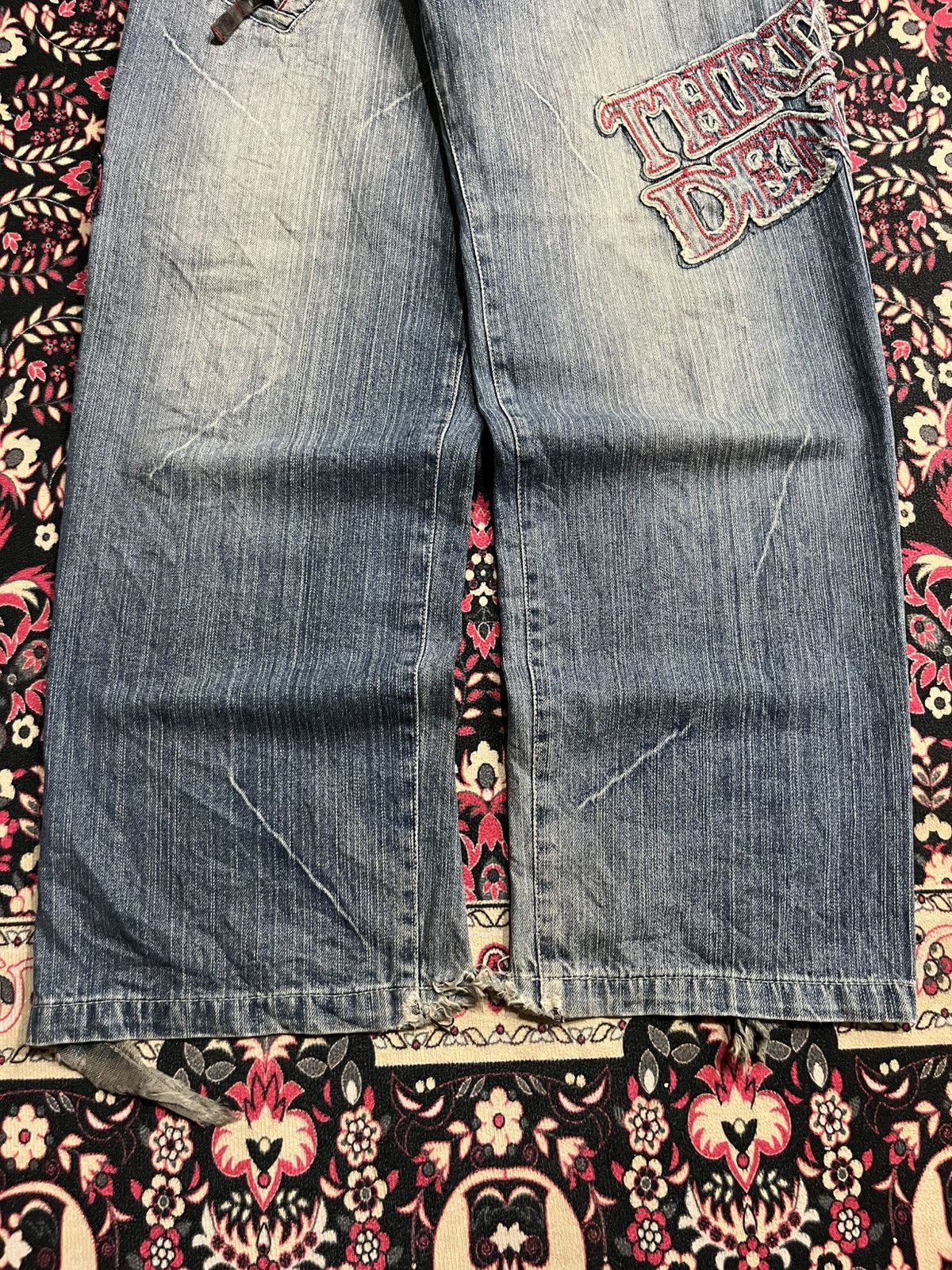 JNCO Thriller Denim Embossed Slogan High Rise Loose Baggy Jeans Size US 30 / EU 46 - 10 Thumbnail