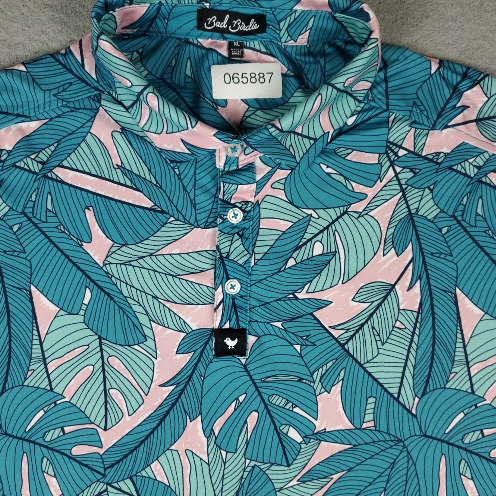 Vintage Bad Birdie Polo Shirt Mens XL Blue Floral Golf Short Sleeve Shirt Size US XL / EU 56 / 4 - 2 Thumbnail