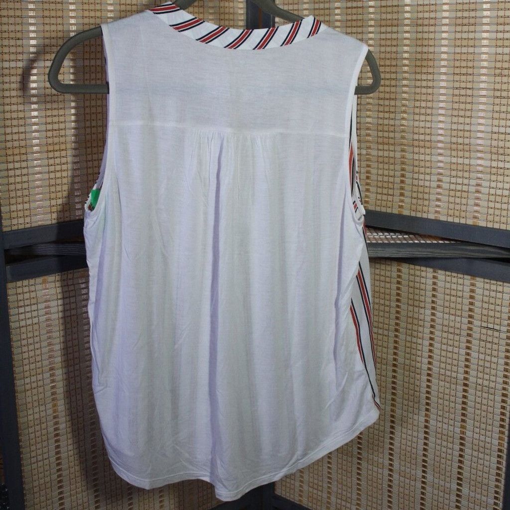Loft LOFT Outlet White Sleeves Top with Red and Navy Stripes Size M / US 6-8 / IT 42-44 - 3 Thumbnail